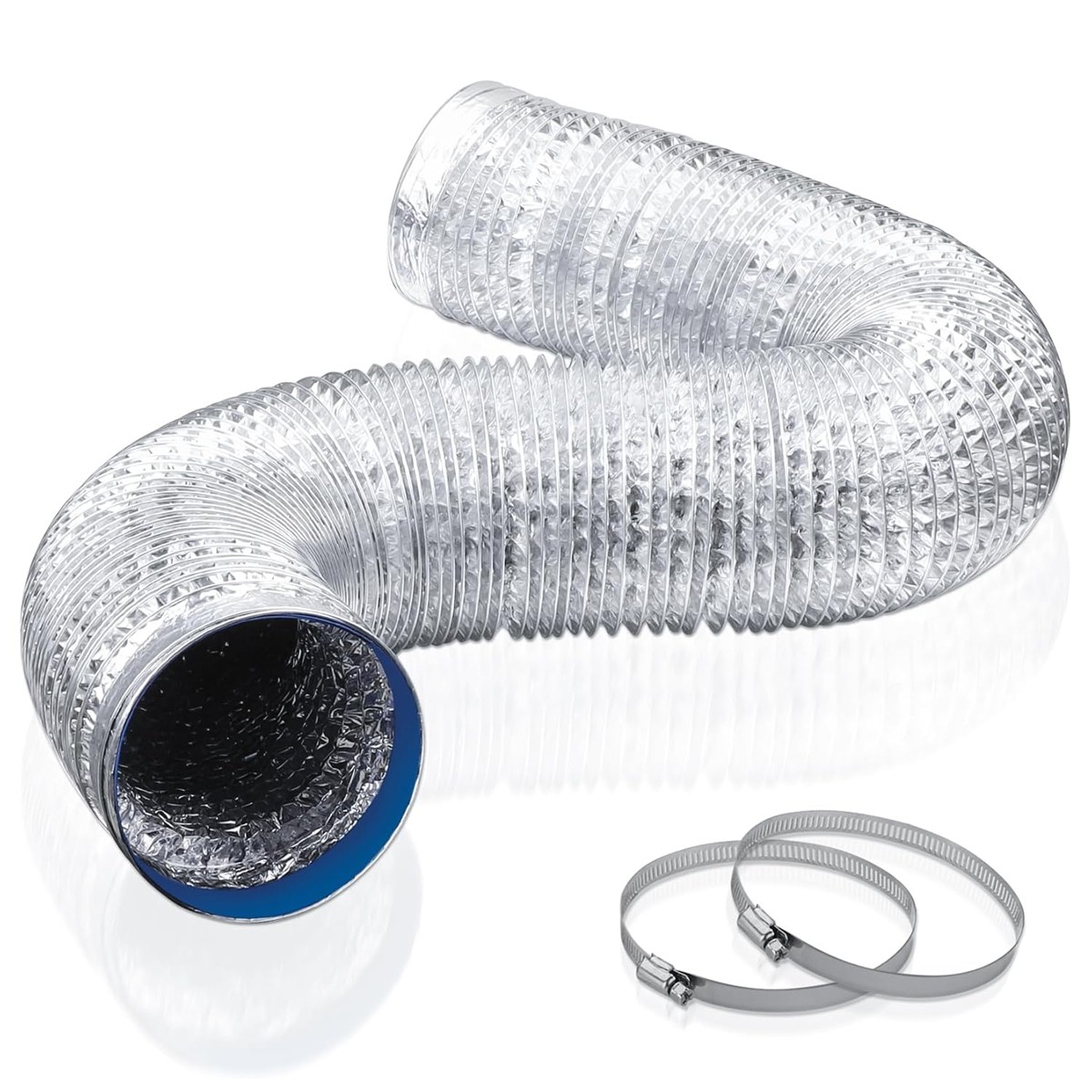 6-Inch Dryer Vent Hose 10 FT Flexible Duct with 2 Clamps for HVAC Ventilation