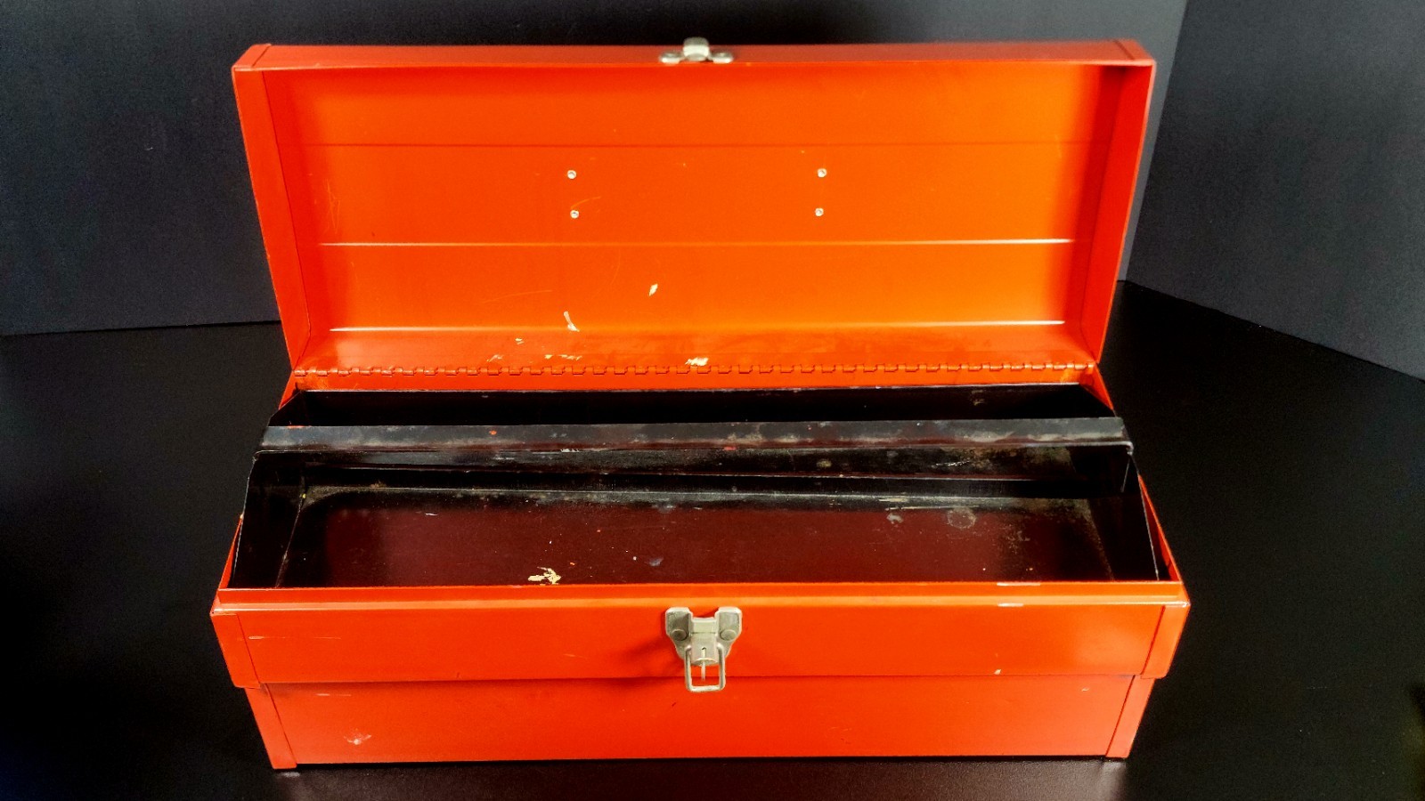 Vintage Mopar Scat Pack Metal Toolbox 1960s-70s Red with Bee Stripe & Insert