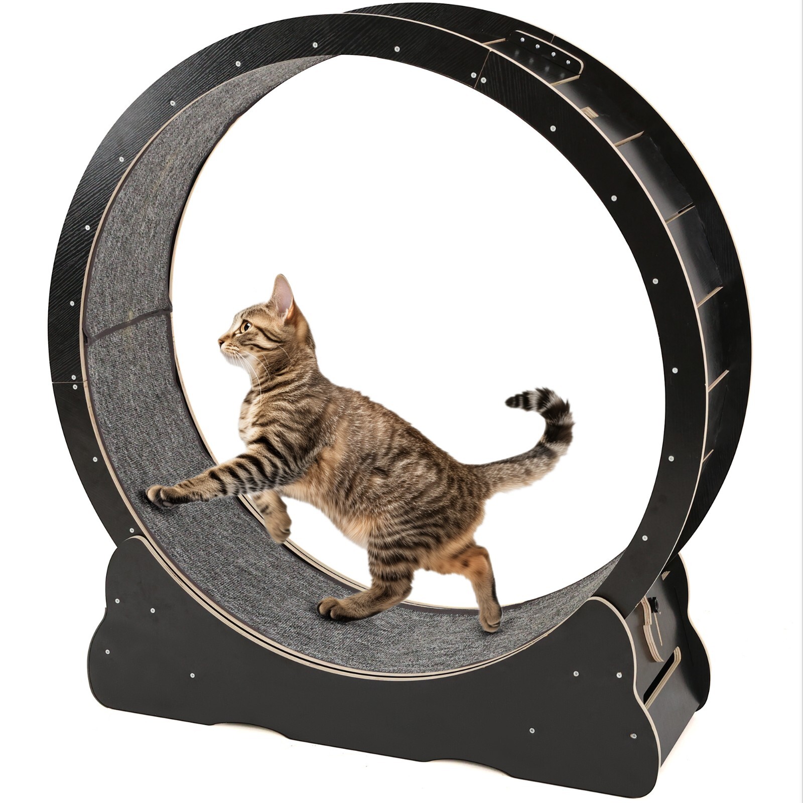 Large 46'' Wooden Cat Exercise Wheel Cat Treadmill Cat Running Wheel Silent Toy