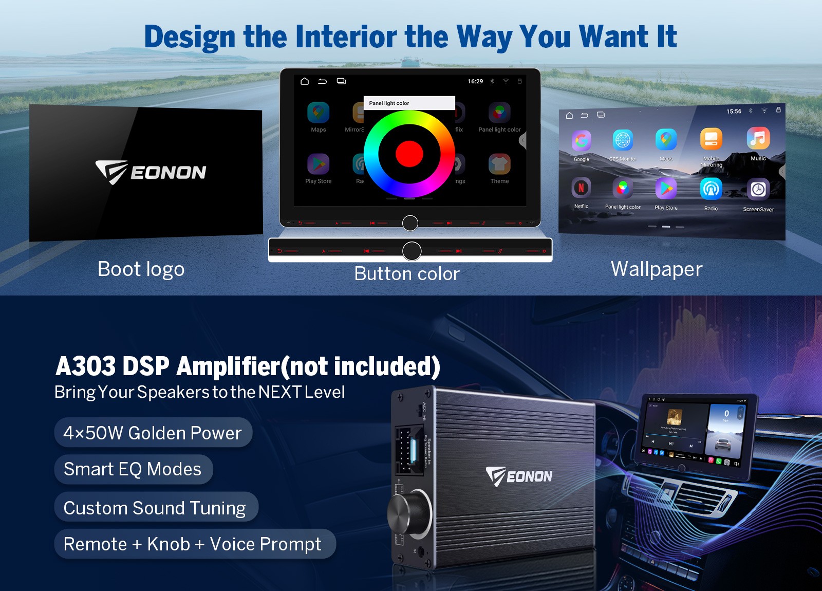 Eonon UX7A Plus 10.1" IPS Android 14 4+64G 2DIN GPS CarPlay Car Stereo Radio DSP