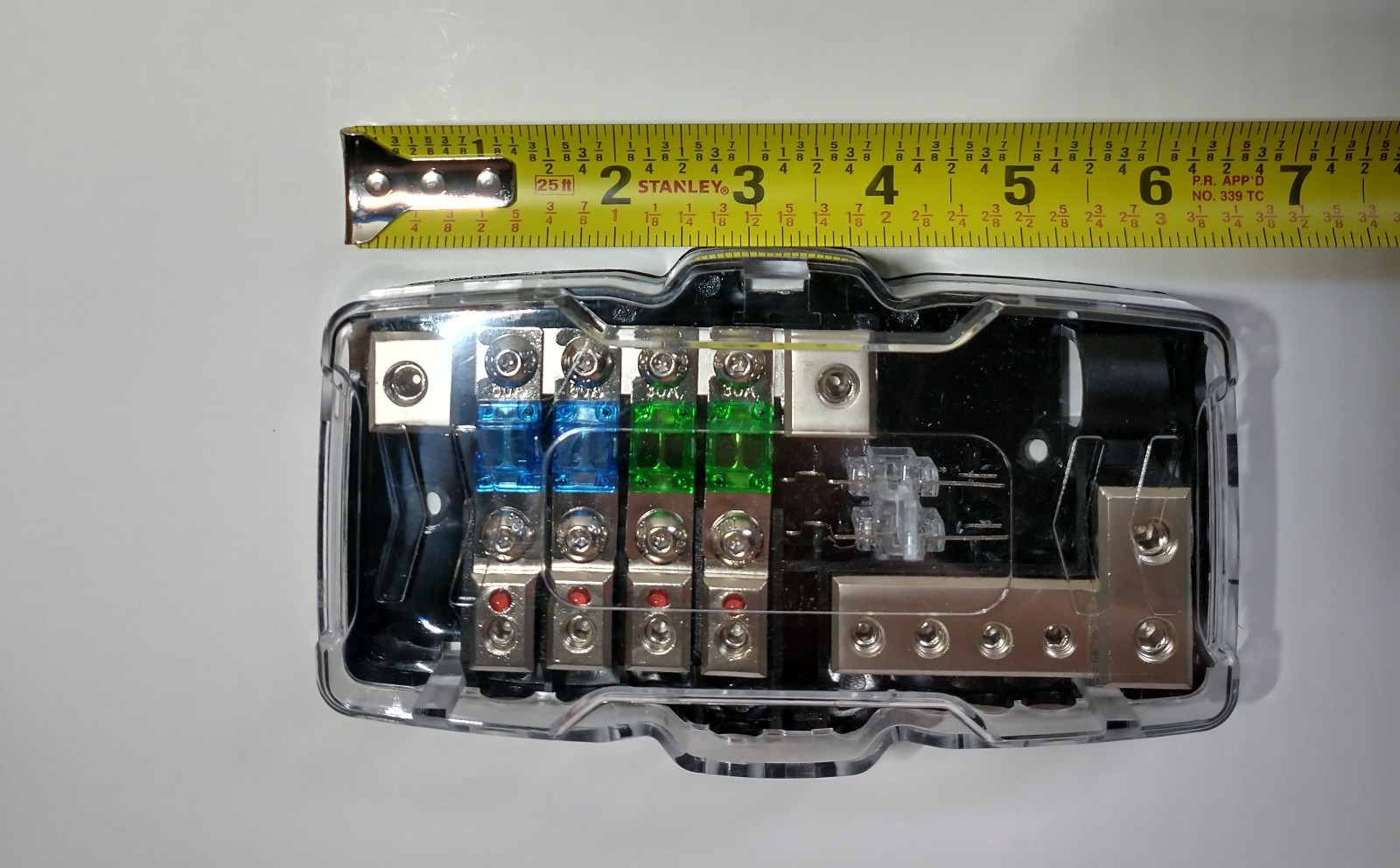 Car Audio 12 Volt 4 Way Power Distribution Block Set, 0/4 Input 4/10 Output New