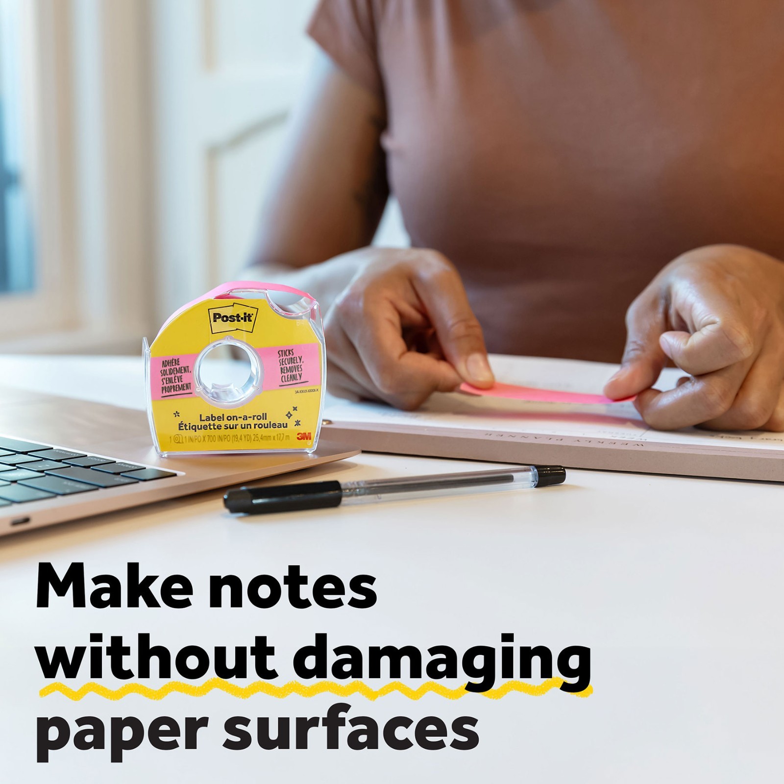 Post-it Label On-a-Roll 658LRP, Neon Pink, 1" x 700", Removable Labeling Tape