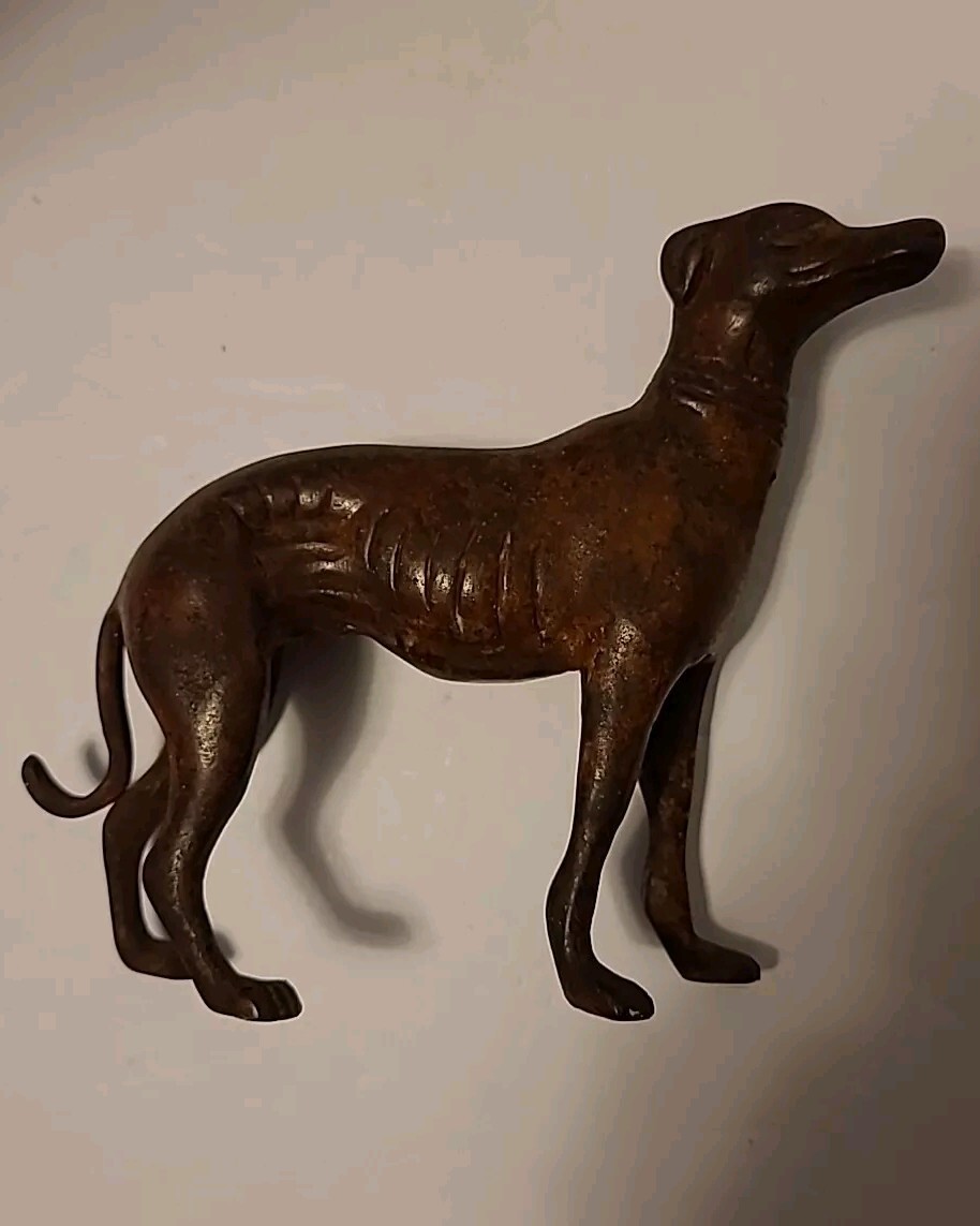 GREYHOUND Dog Figurine/Sculpture 19th C. Bronze 5 1/4" H x 7" L