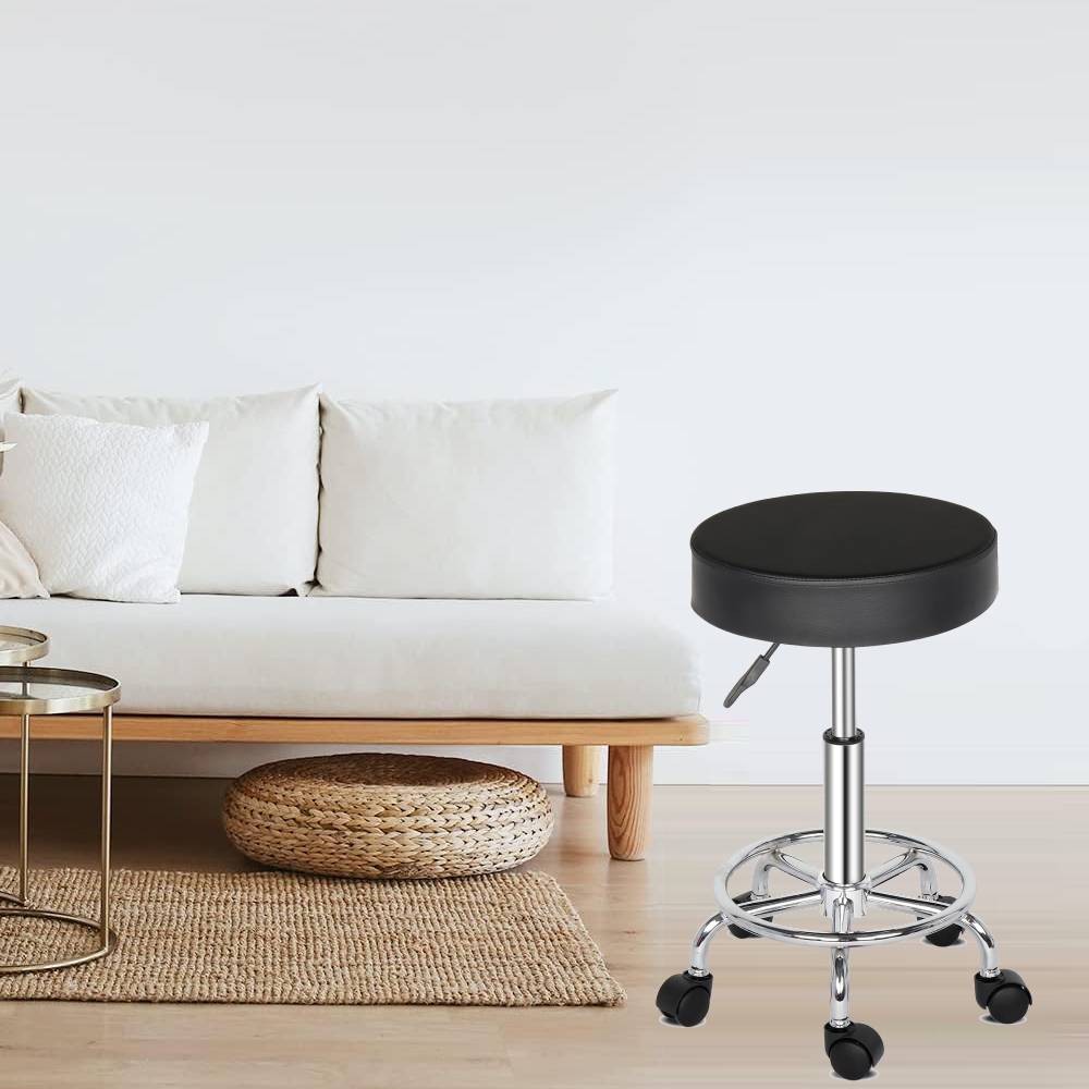 Rolling Garage Stool Adjustable Mechanic Work Shop Salon PU Leather Swivel Seat