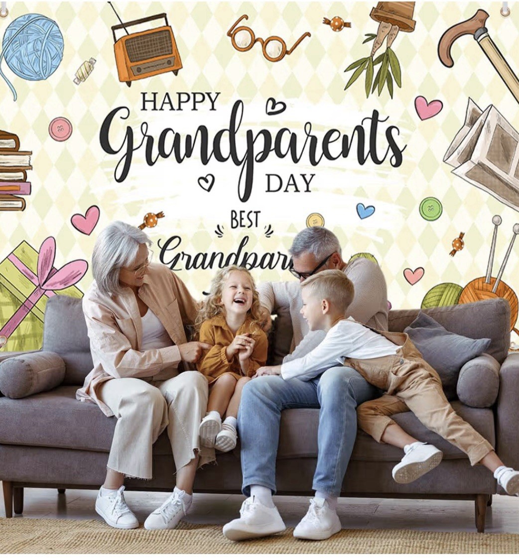 Happy Grandparents Day Banner - Extra Large, Back Ground Retro 5.9 X 3.6 Ft