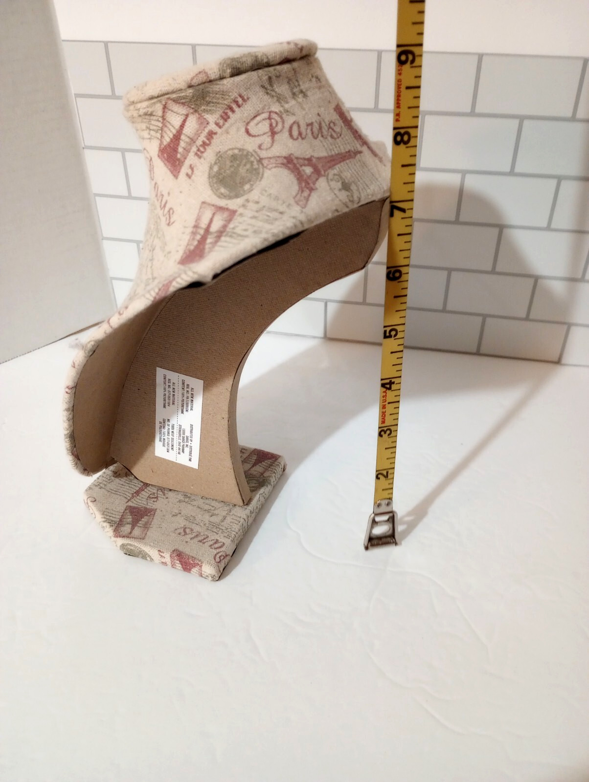 9" Linen Printed Necklace Jewelry Display Bust Eiffel Tower Paris