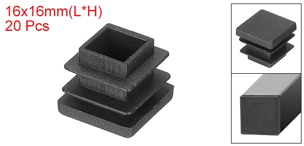 20Pcs 5/8"x5/8" Plastic Tubing End Caps Square Hole Plug Insert Black