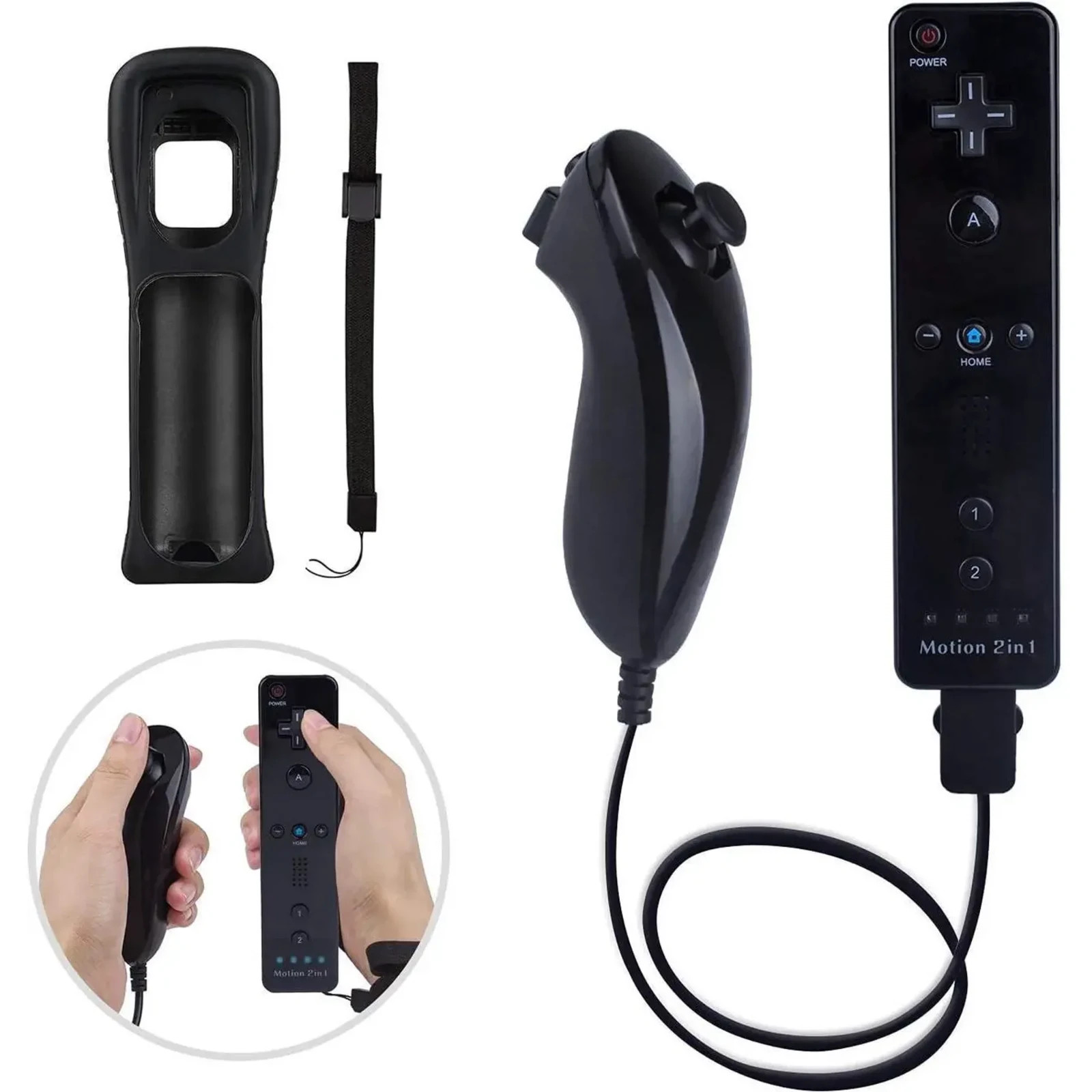 2Pack Built-in Motion Plus Wii Remote & Nunchuck Controller for Wii U Console