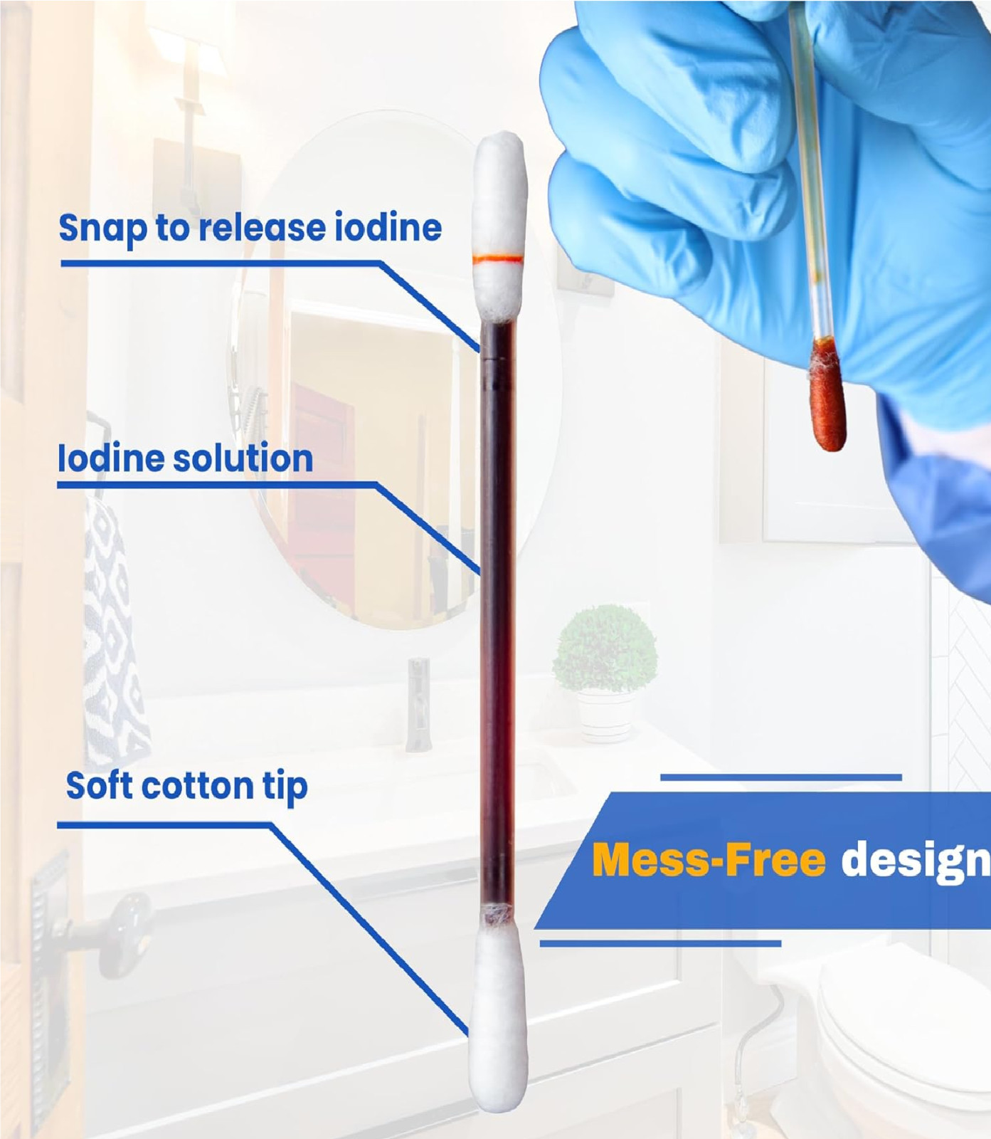 FrontLine Povidone Iodine Swabs, Antiseptic Swabsticks, Iodine SolutionBox of 50