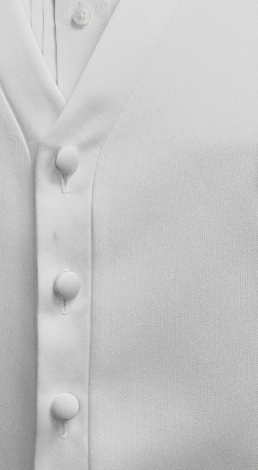 Men's White Tuxedo Vest Waistcoat with Satin Trim Adjustable Full Back Size M