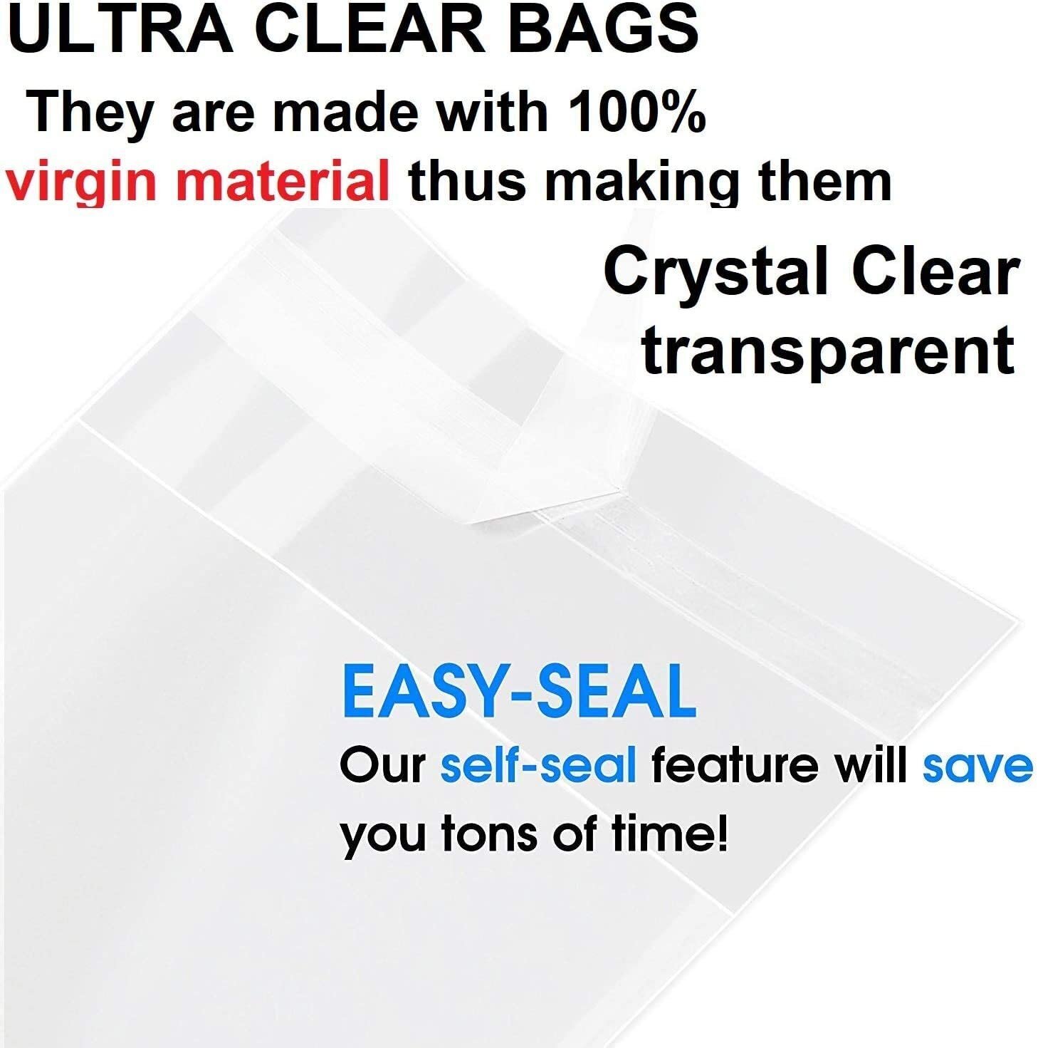 100pc 2Mil Clear Flat Re-Sealable Food Grade Cellophane OPP Bags for Candy,...