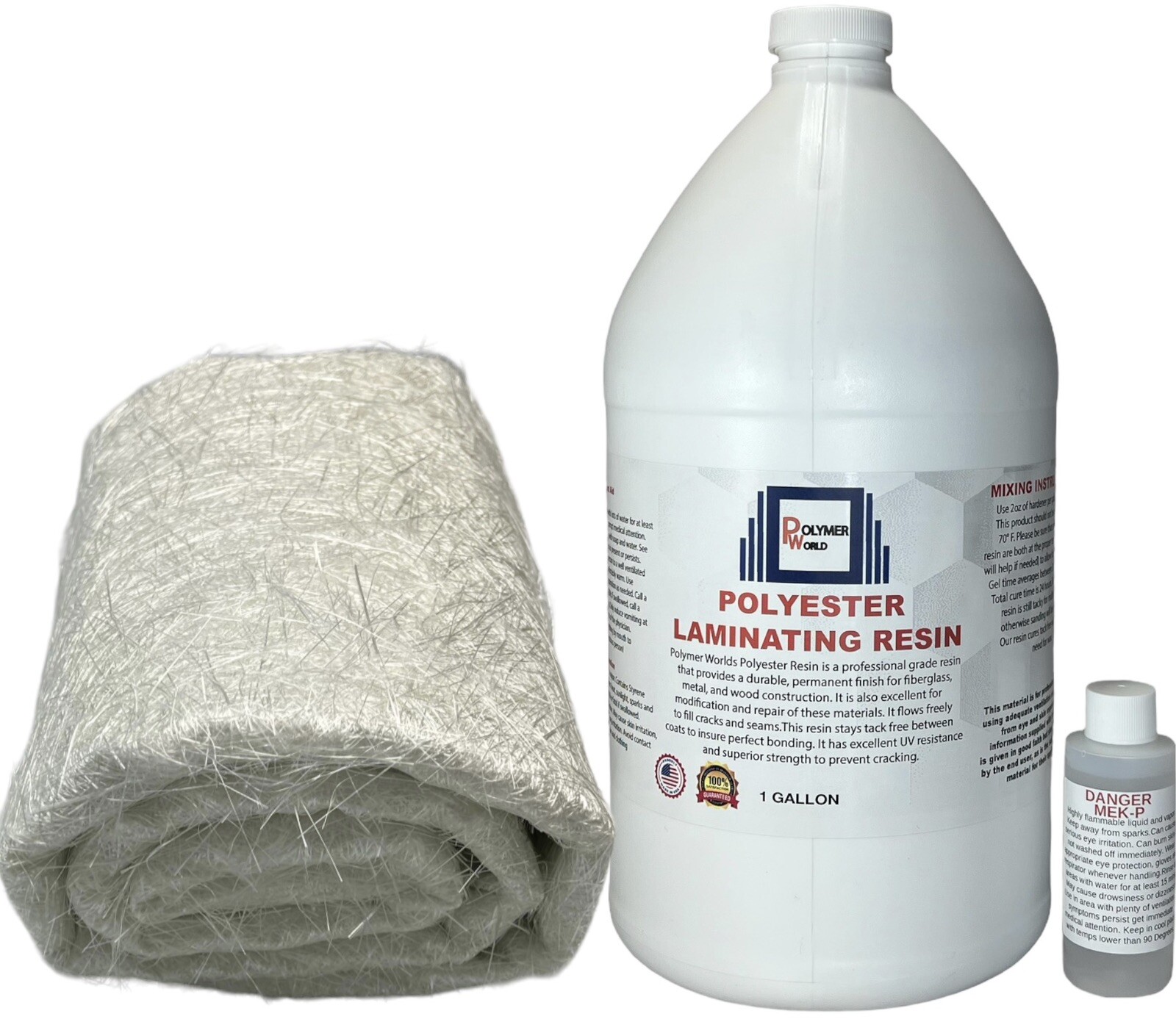 Fiberglass Repair Kit 1 Gal of Polyester Resin 1.5x50x3 Yard Chopped Strand Mat