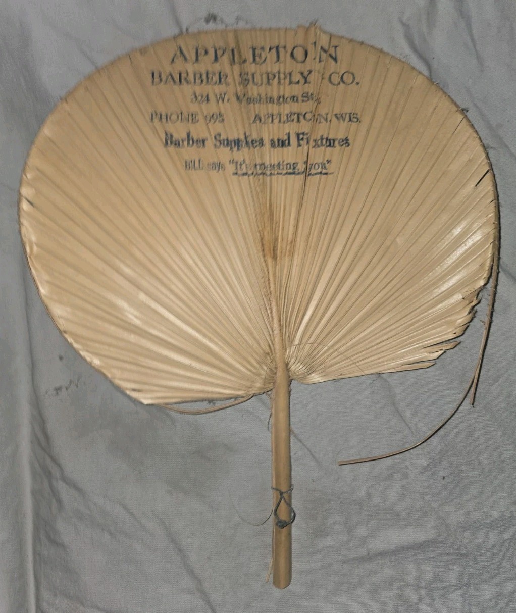 Appleton Barber Supply Company Advertising Fan Appleton Wisconsin. 324 W Wash St