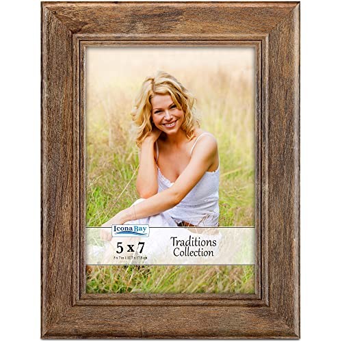 - Chestnut Brown Picture Frame - Rustic Wood Pattern - Lightly 5x7 1