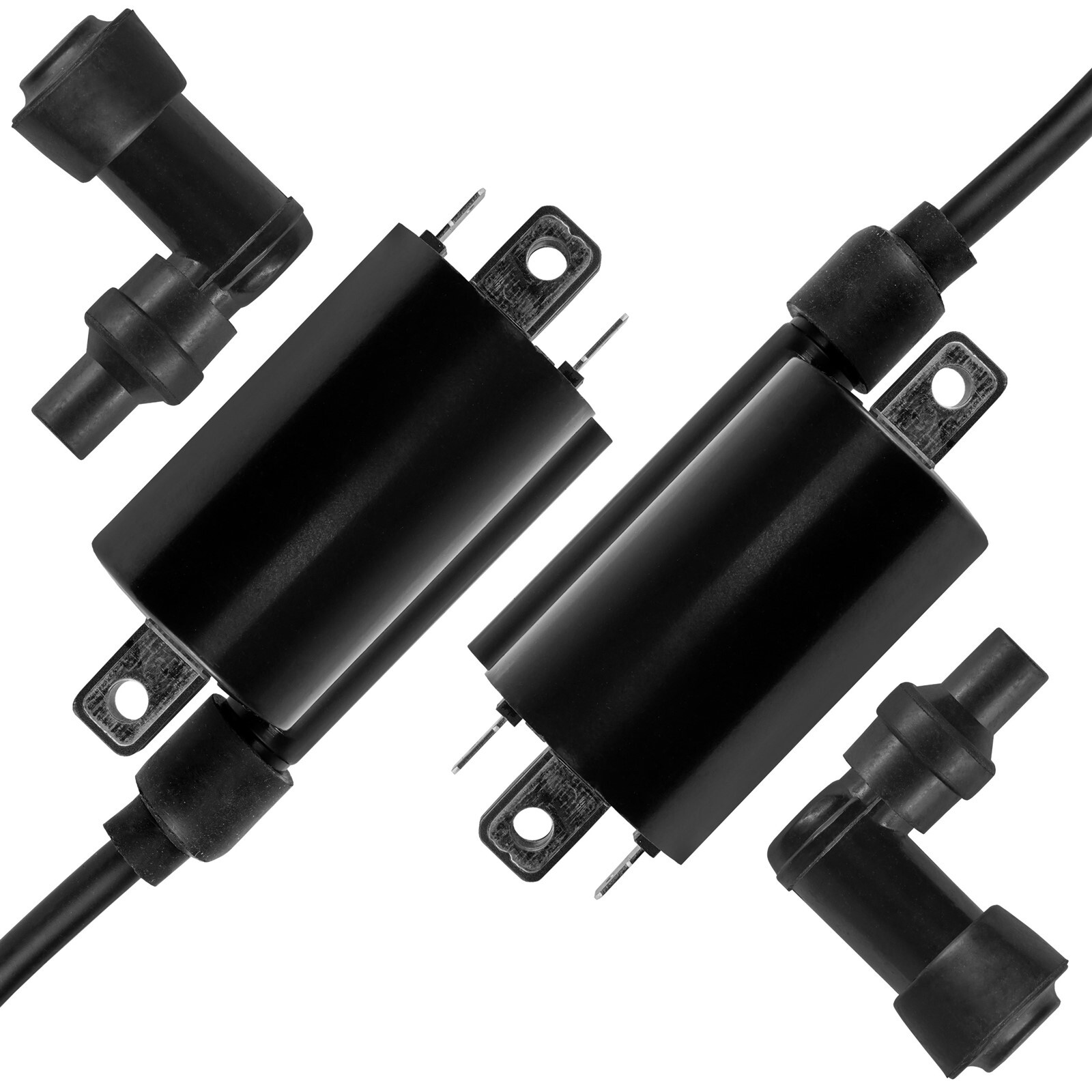 2x Ignition Coil w/ Spark Plug Boot Cap for Kawasaki KAF620 Mule 4000 2009-2021