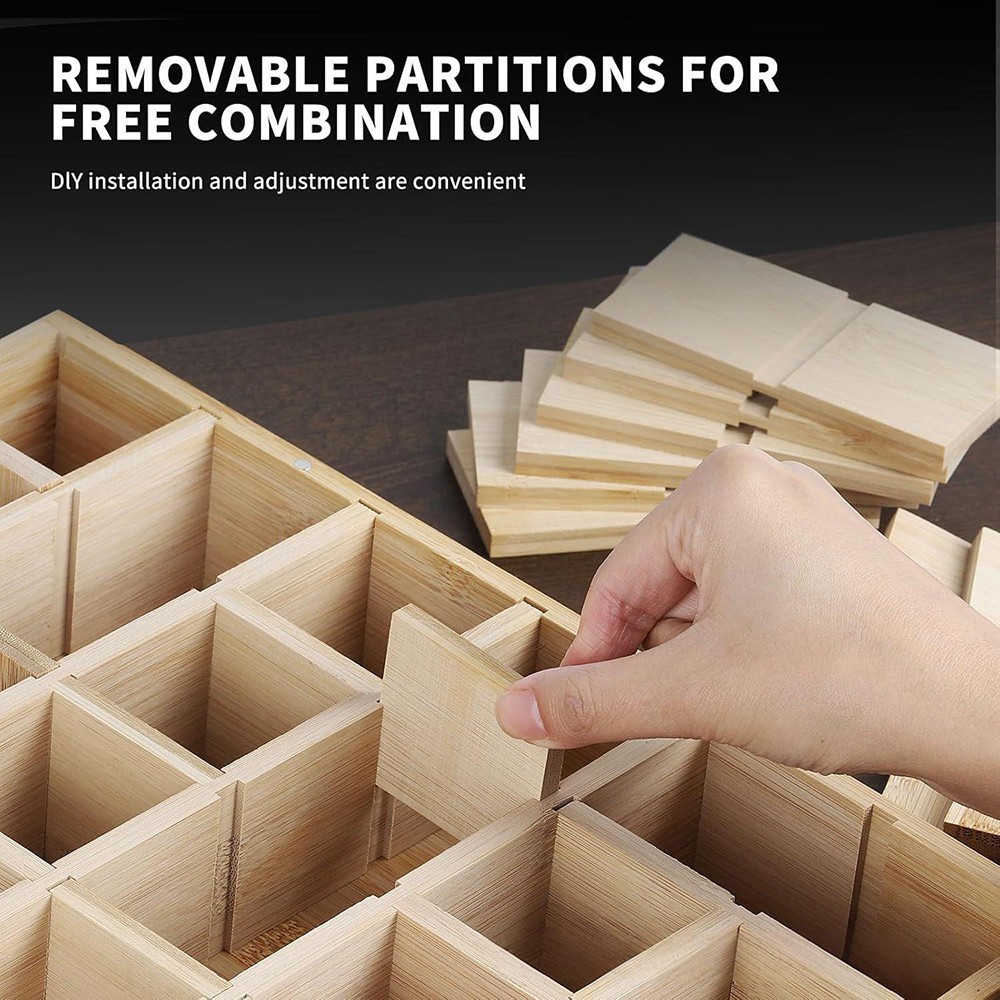 30-Grid Wooden Display Box for Crystals Rocks Minerals Collectibles Adjustable