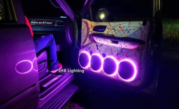 Set (4) 6.5"RGB Color Change LED Car Truck Sound Subs Audio Speaker Rings Lights