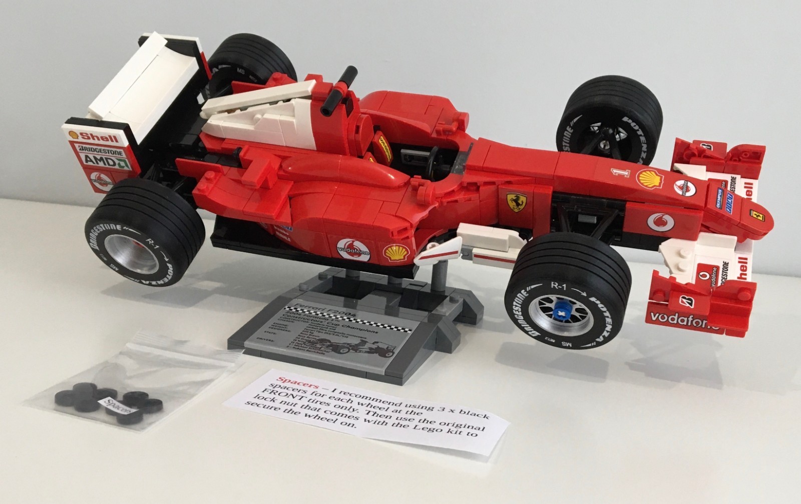 Replacement Lego Icons Ferrari F2004 Michael Schumacher Bridgestone Wheels