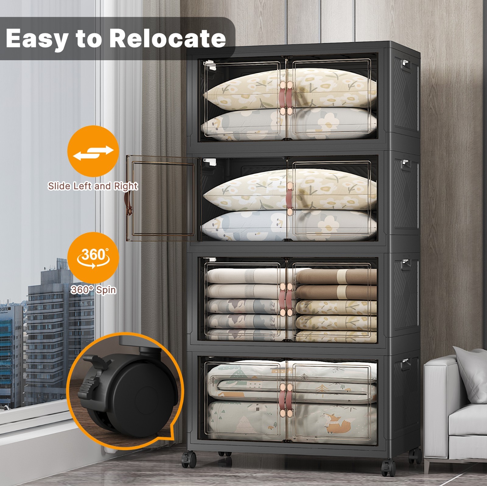 UAMFURI Extra Large Stackable Storage Bins with Lids & Wheels & Door Containers