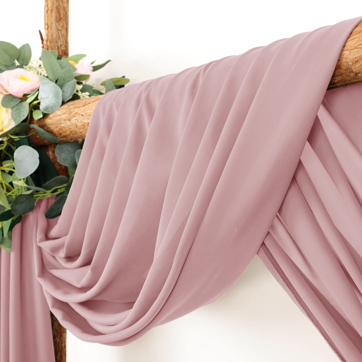 1 Panel Dusty Rose Wedding Arch Drapery 6 Yards Long and 30'' Wide Sheer Chif...
