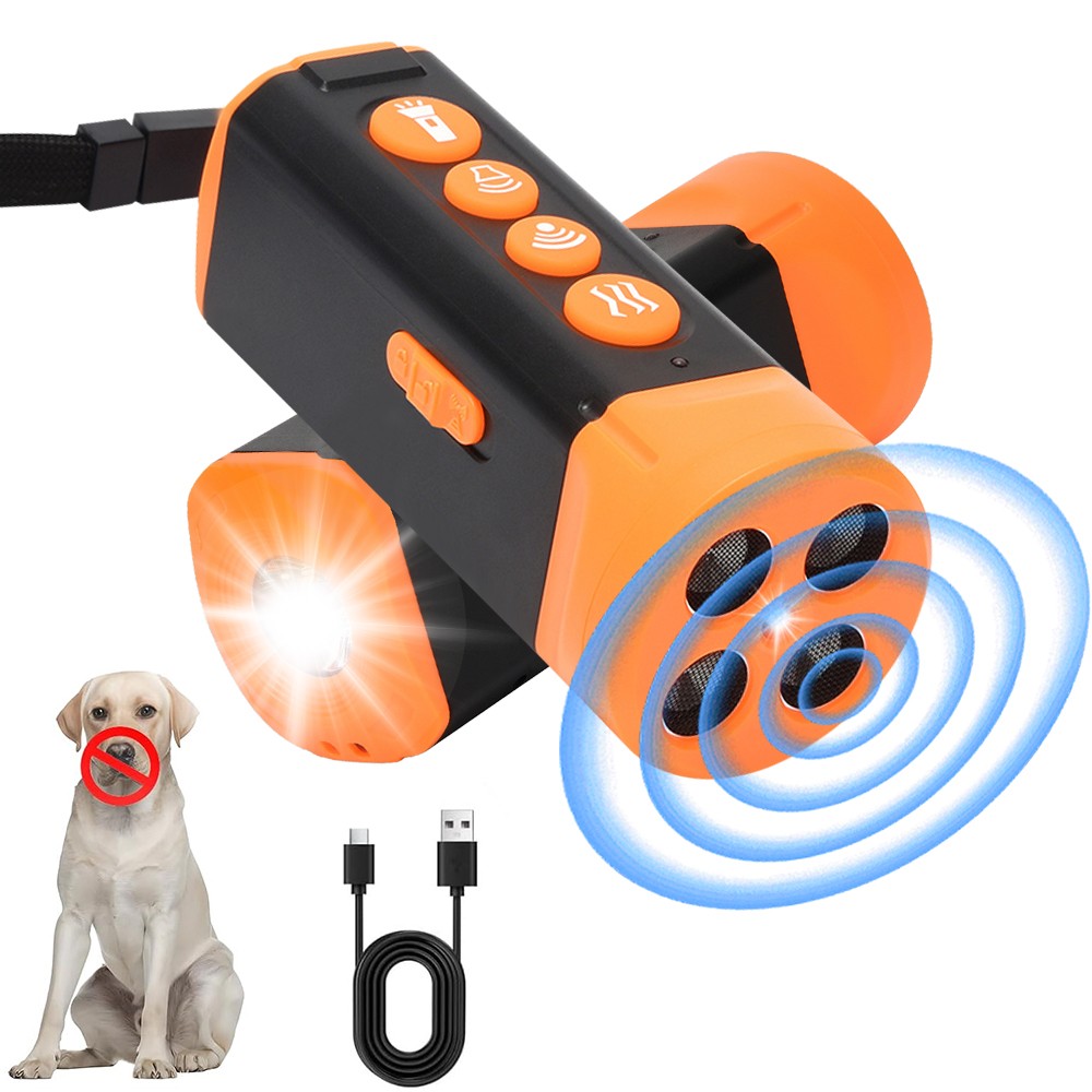 Anti-Dog Bark Deterrent Device Ultrasonic Stop Barking Repeller 4 Head with LED