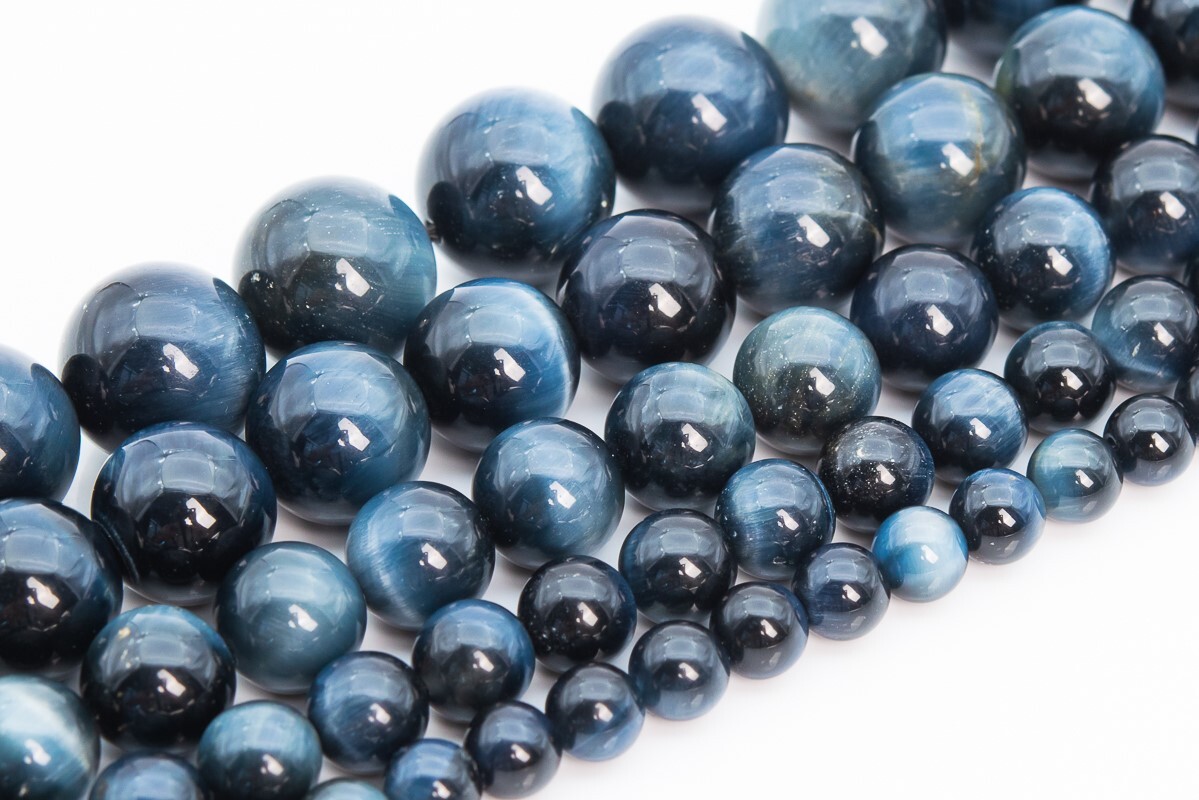 Natural Hawk Eye Gray Blue Tiger Eye Grade AAA Round Loose Beads 5-6/7-8/10/12MM