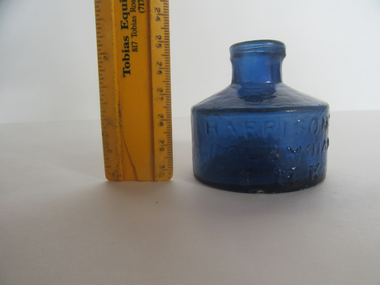 RARE Antique 1850's Harrison's Columbian Ink Cobalt Inkwell Bottle, Pontil