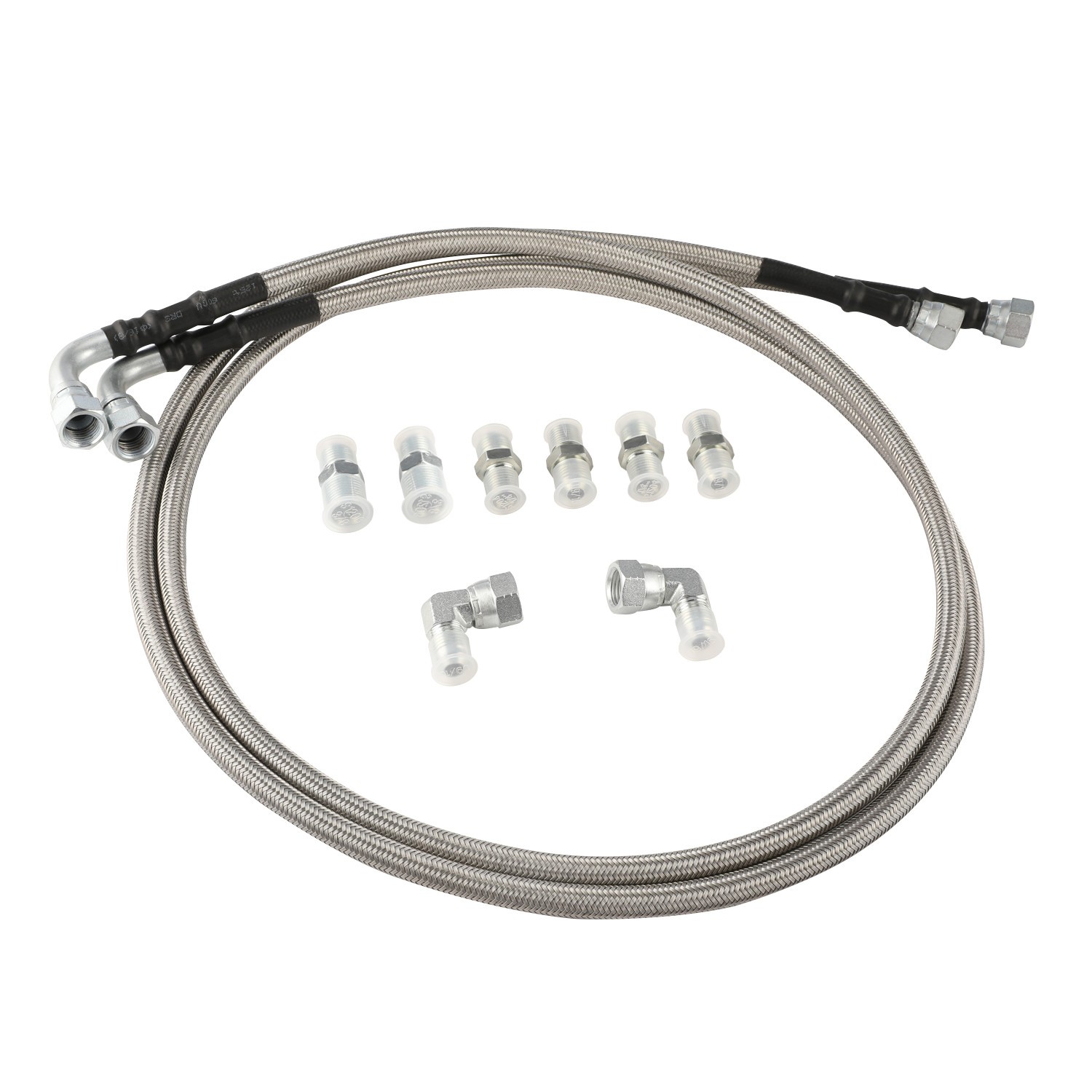 SS Braided Transmission Cooler Hose lines Fittings TH350 700R4 TH400 52" Length