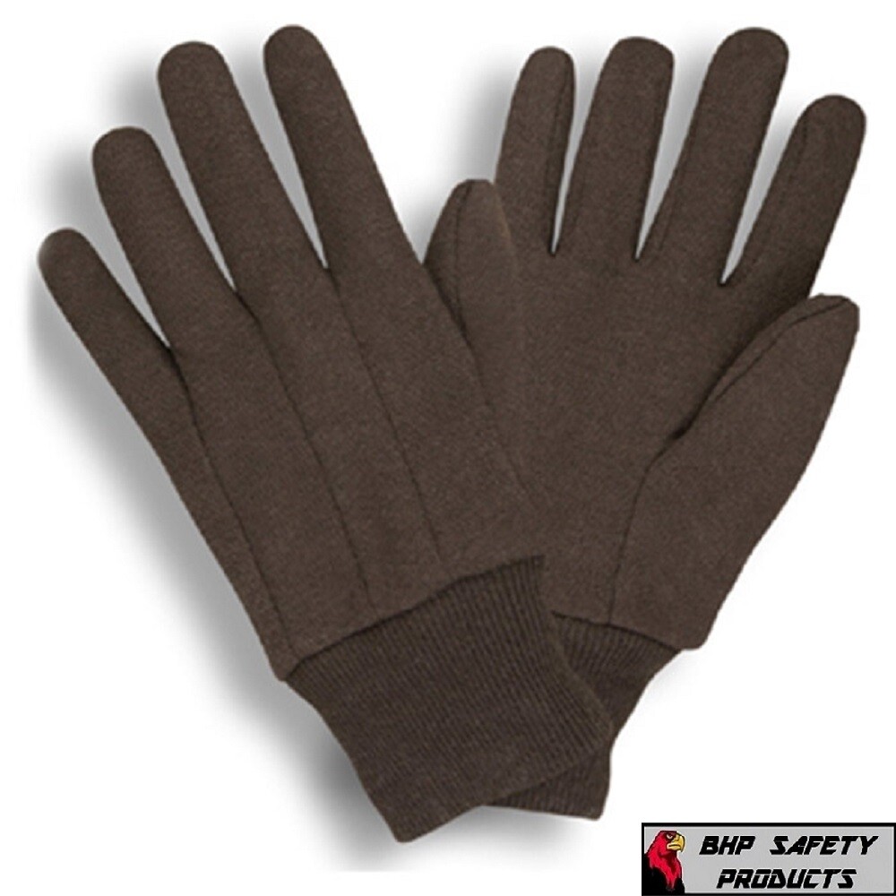 25 DOZEN 300 PAIR BROWN JERSEY GLOVES WORK COTTON 8oz GLOVES NEW - CASE LOT