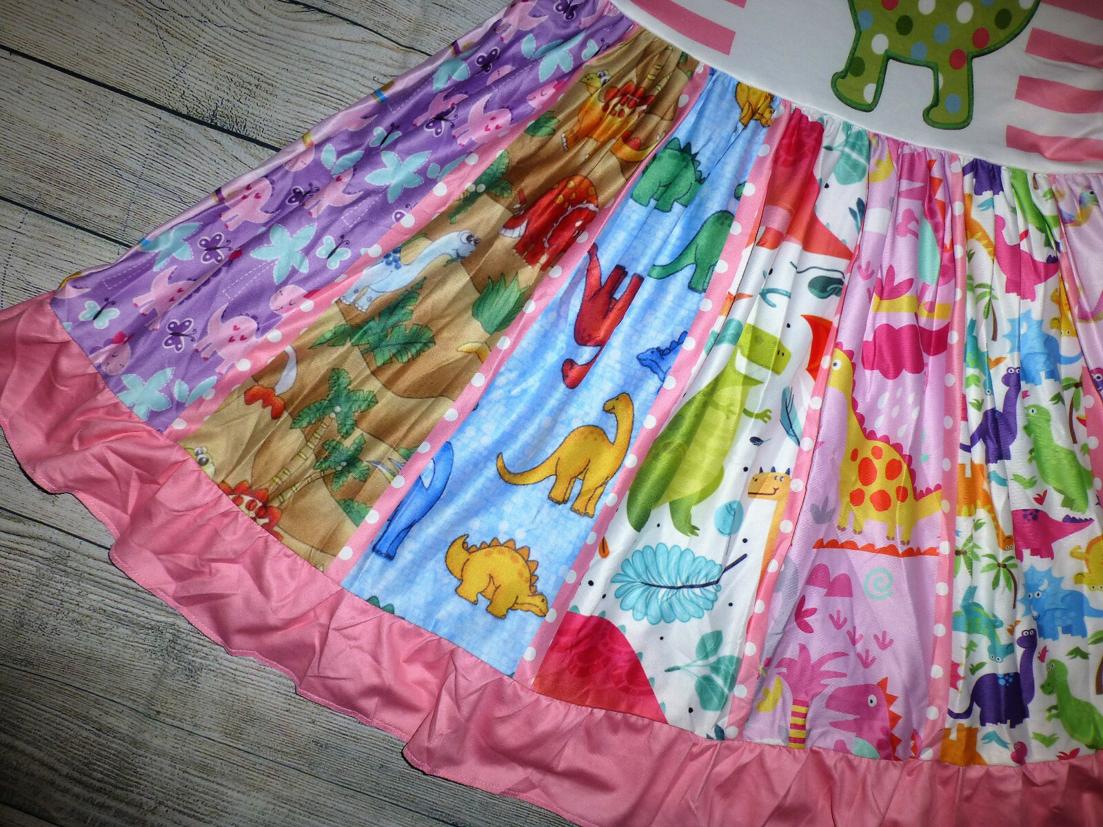 NEW Boutique Dinosaur Girls Sleeveless Panel Twirl Dress