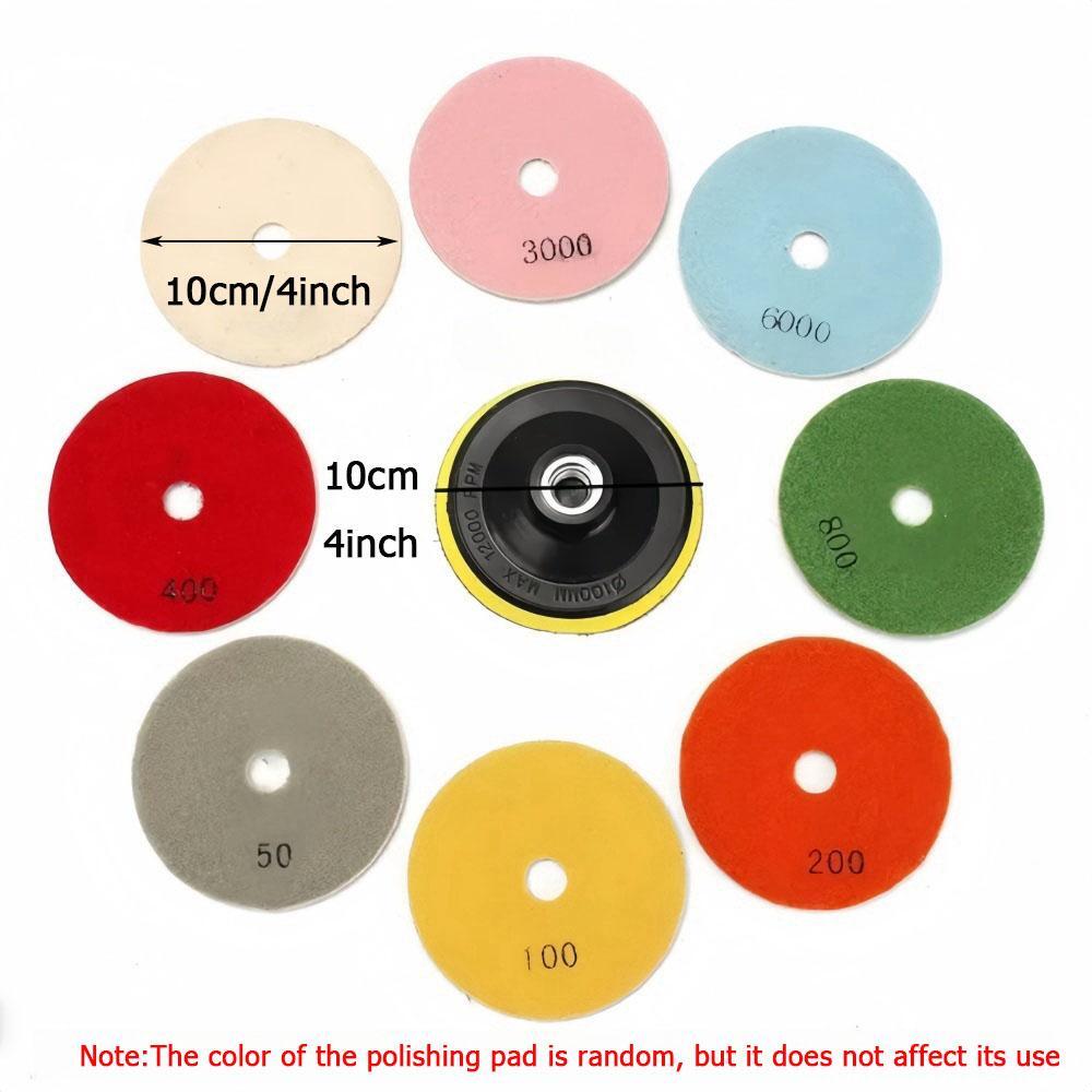 16pcs 4inch100mm Diamond Polishing Pad Wet/Dry for Granite Stone Concrete Marble