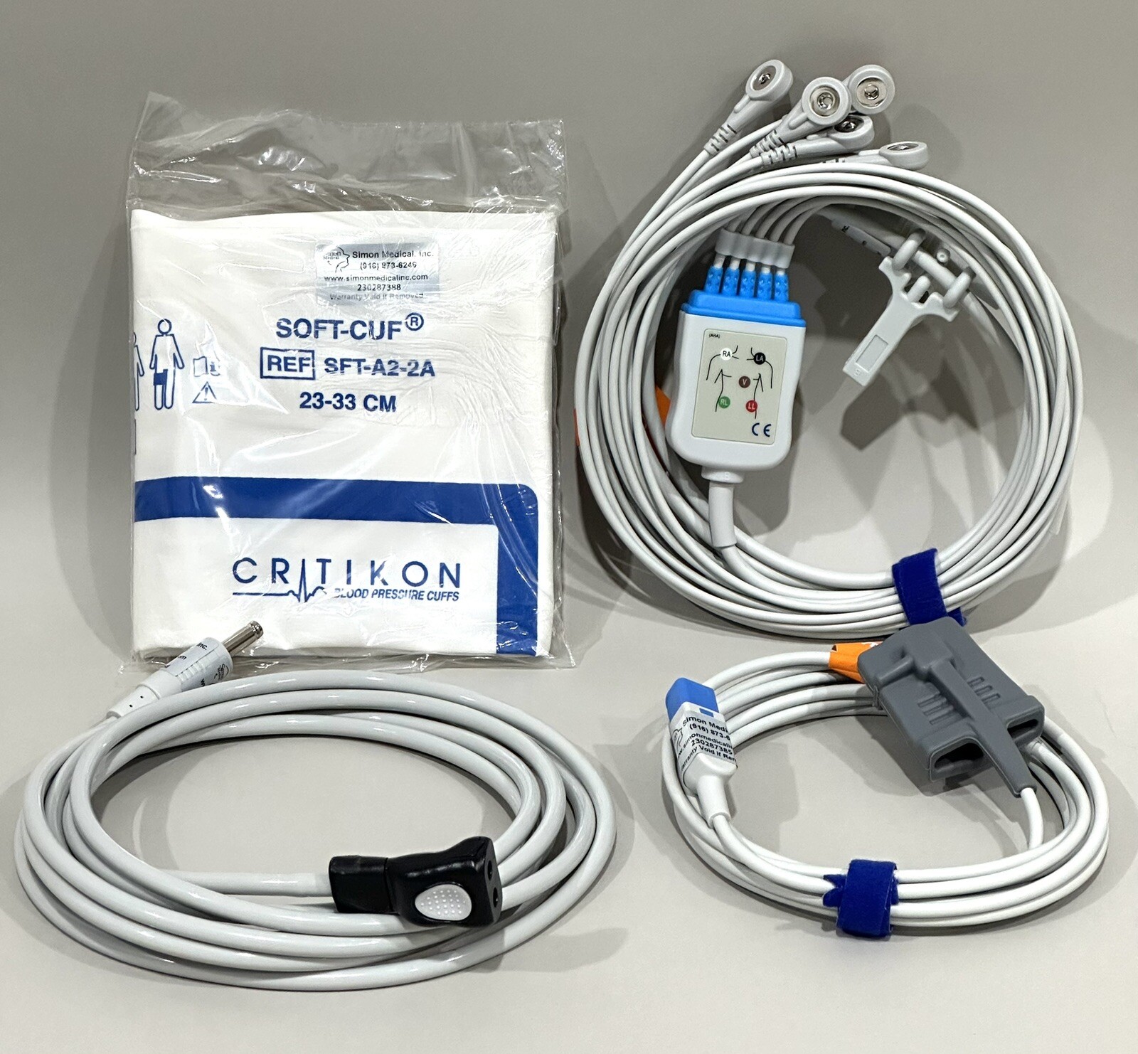 Philips IntelliVue X2, MP2 Accessories Kit Bundle - Cuff, Hose, SpO2, 5-Lead ECG