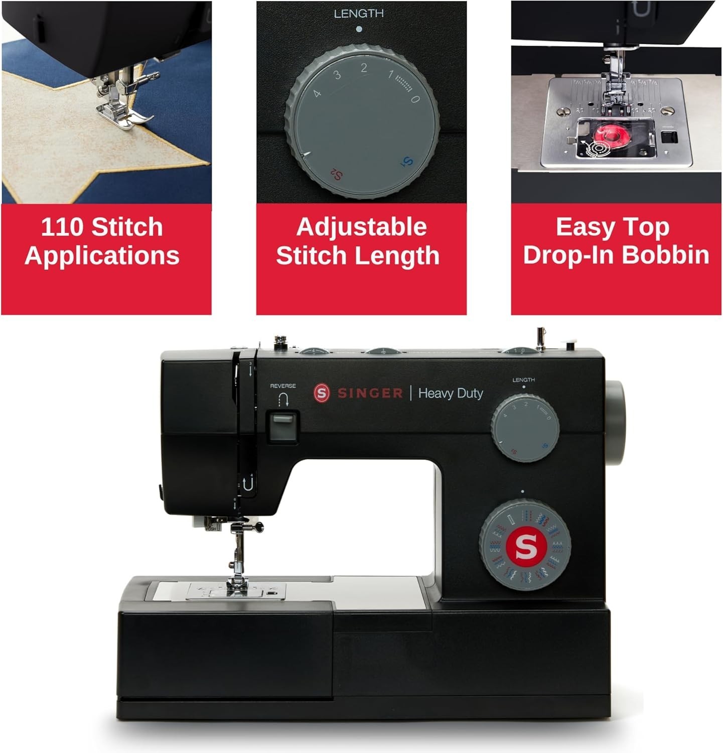 SINGER Heavy Duty 4432 High Speed Black Sewing Machine with Accessory Kit | Stro