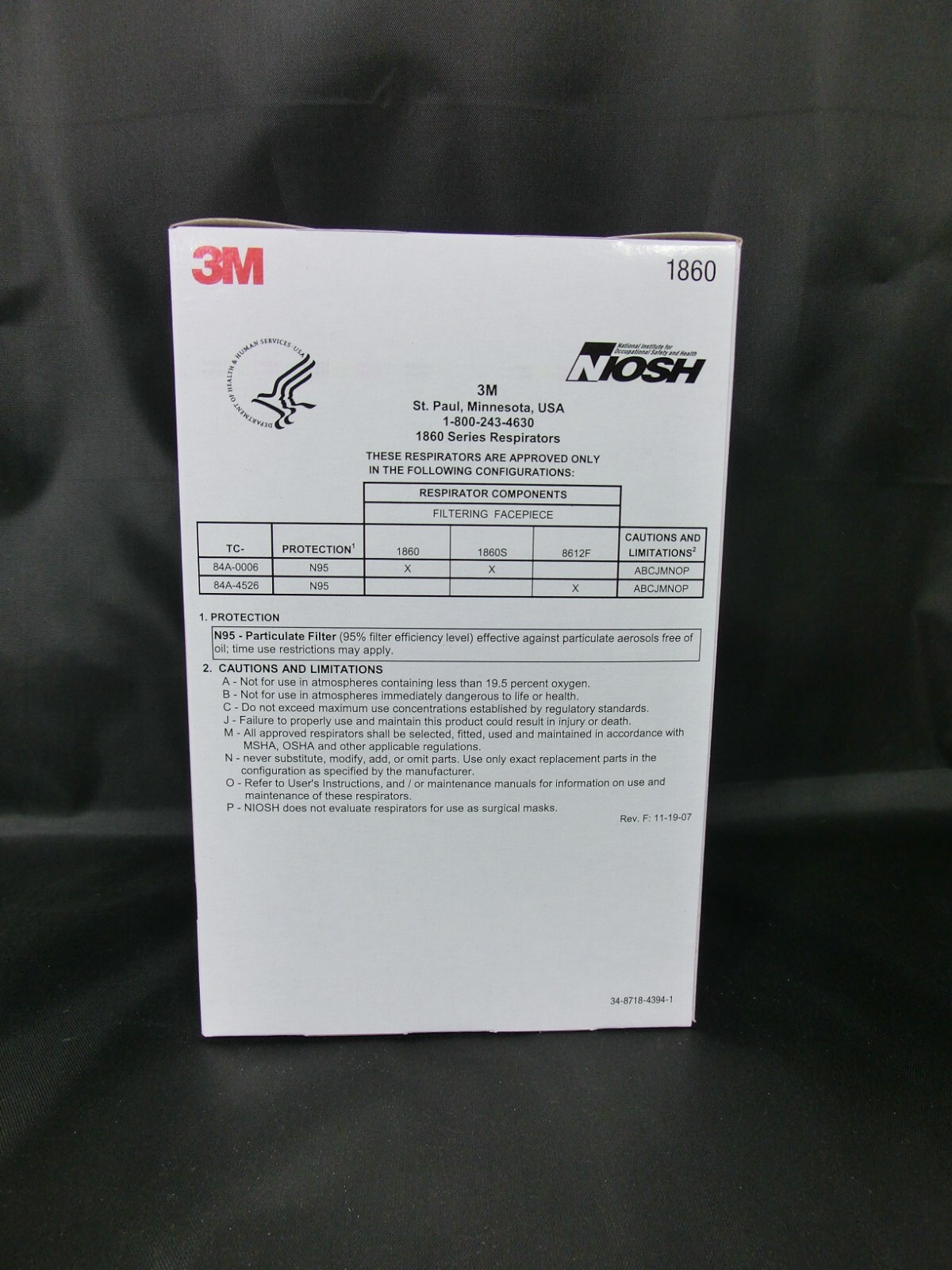 3M™ 1860 N95 Adult Face Mask Particulate Respirator - QTY 120