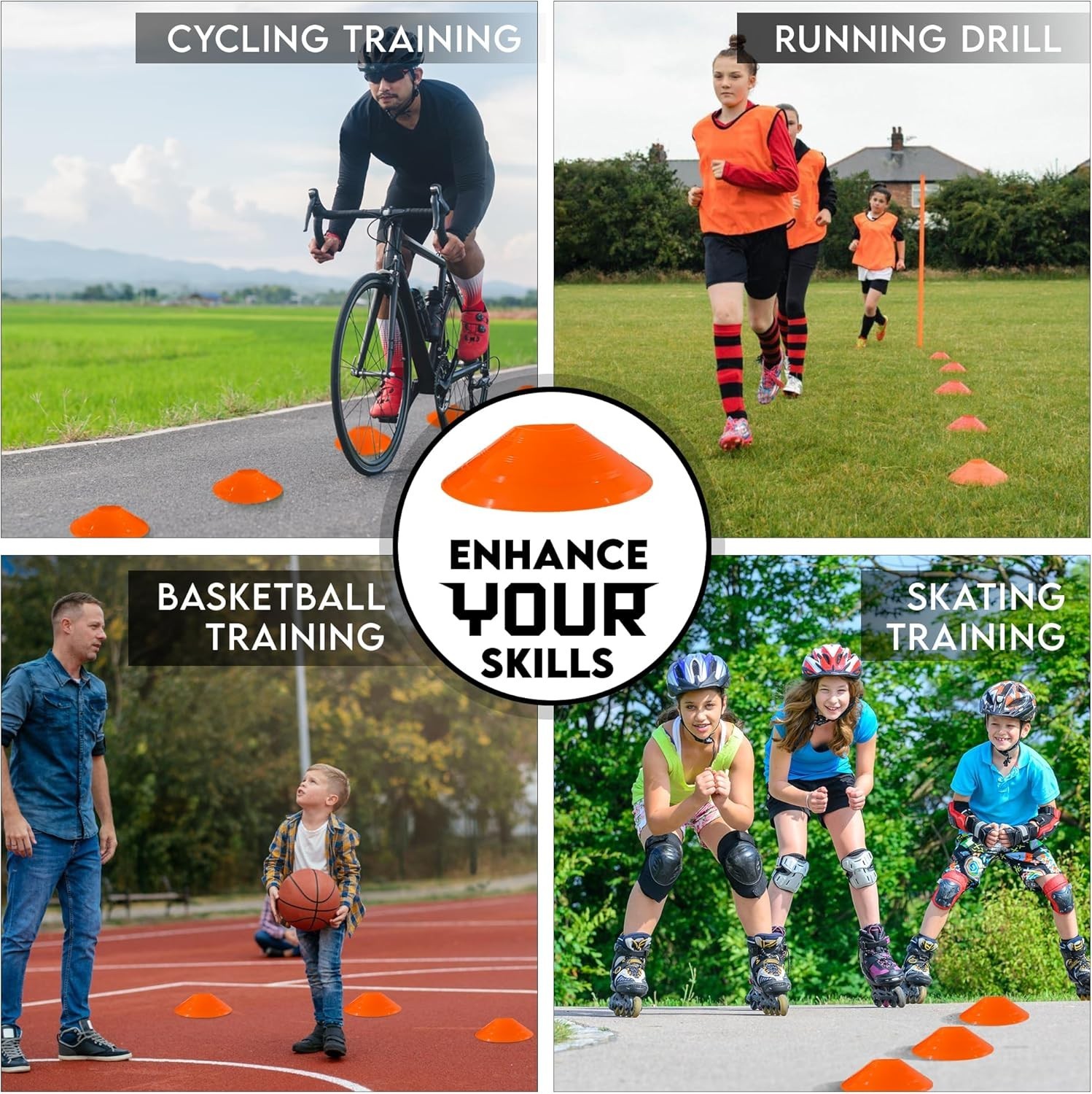 NEW / UNUSED ProMidas Orange Soccer Agility Cones With Bag / Strap - 24 Count