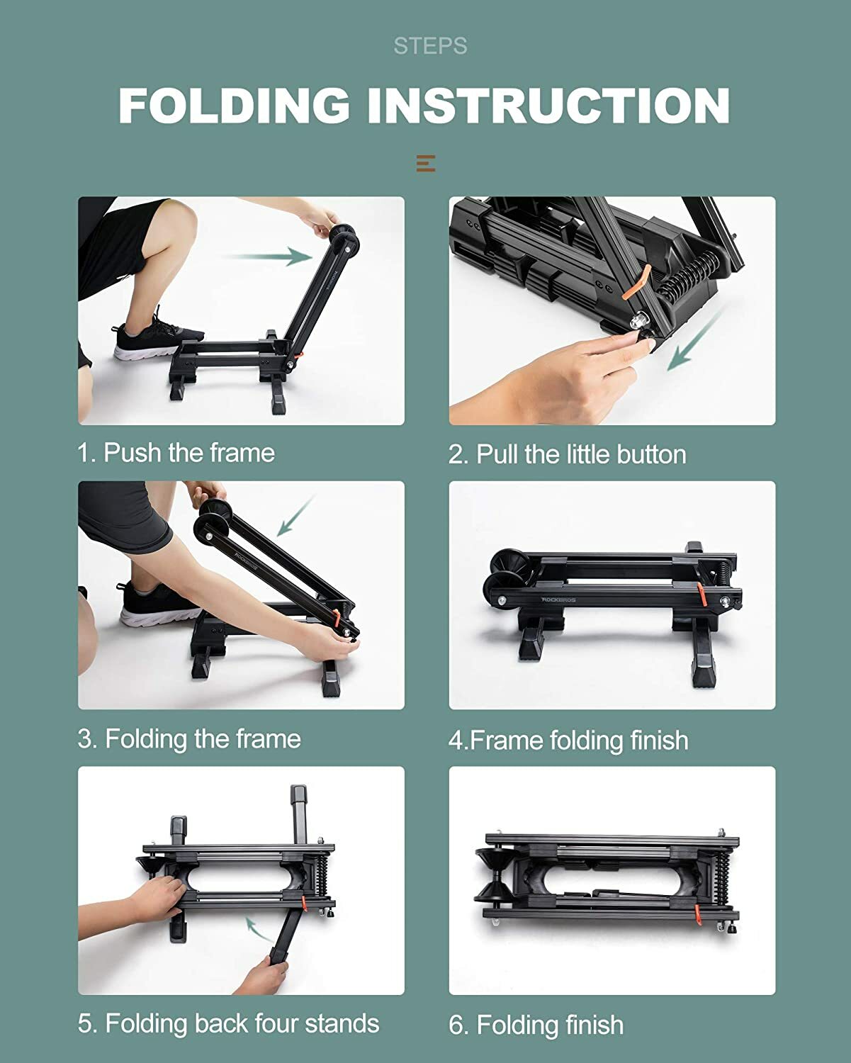 ROCKBROS Bike Parking Stand Foldable Bicycle Indoor Floor Holder Storage Rack
