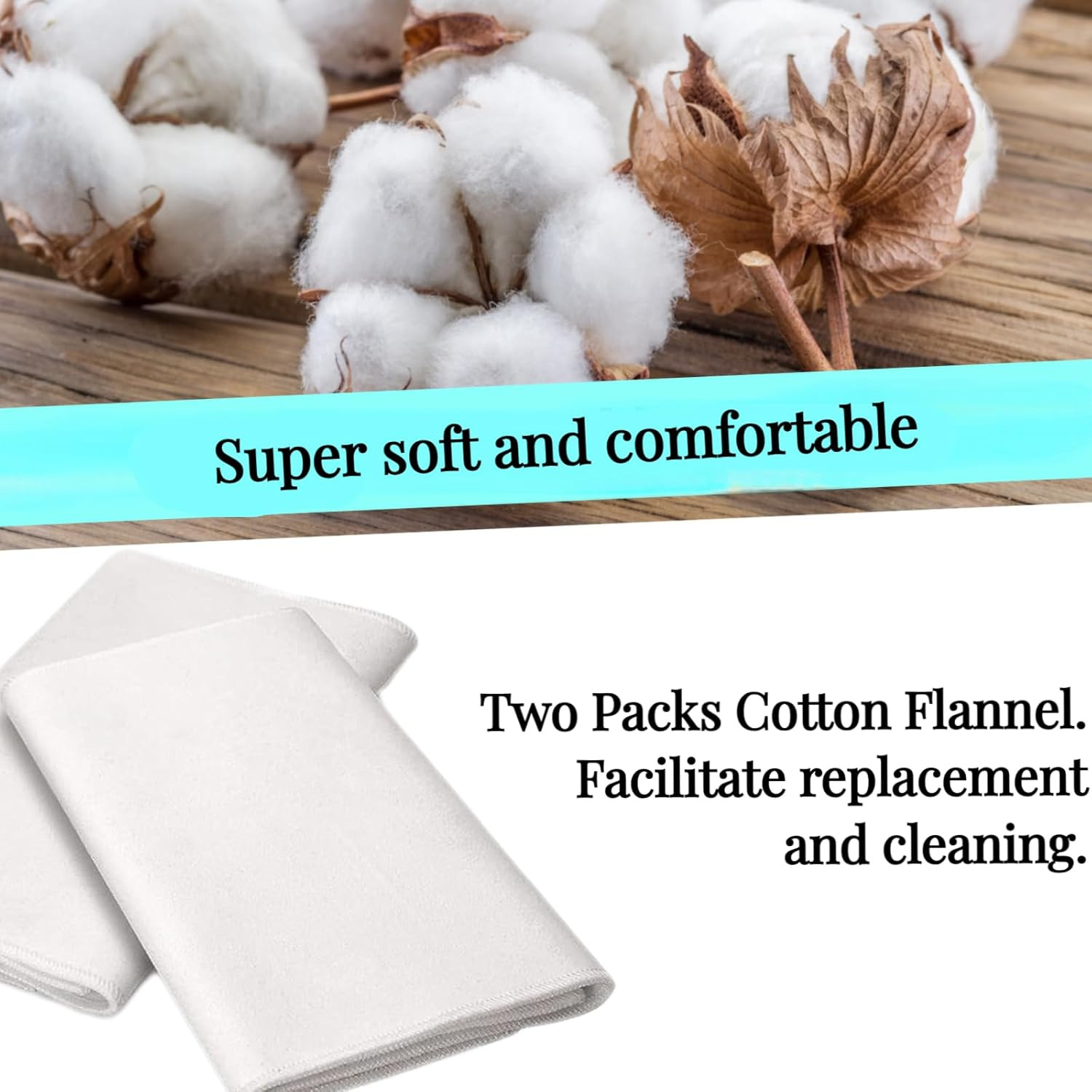 2 Pcs Organic Cotton Flannel for Castor Oil Pack Wrap, Reusable Castor Oil Compr
