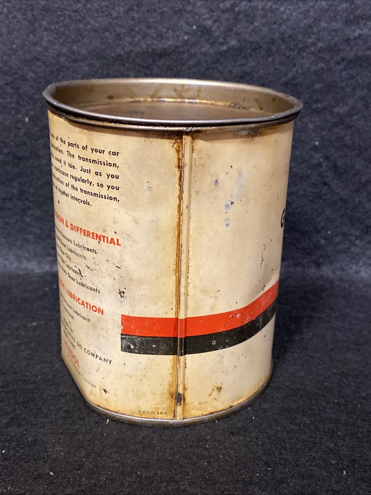 VINTAGE FULL NOS 1940's VEEDOL GEAR & CHASSIS LUBRICANTS 1-LB FLYING A CAN!