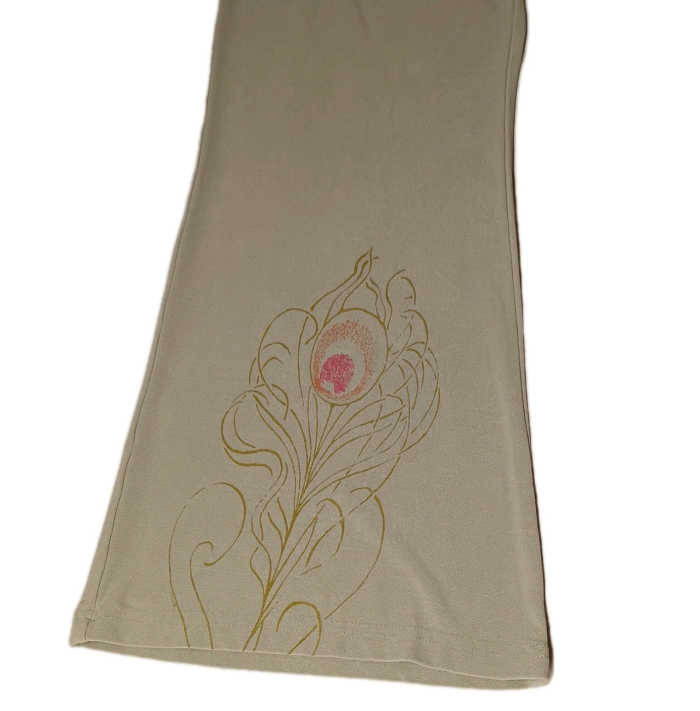 Vintage Staley Gretzinger Art to Wear Pants S Green HandPainted Peacock Feathers