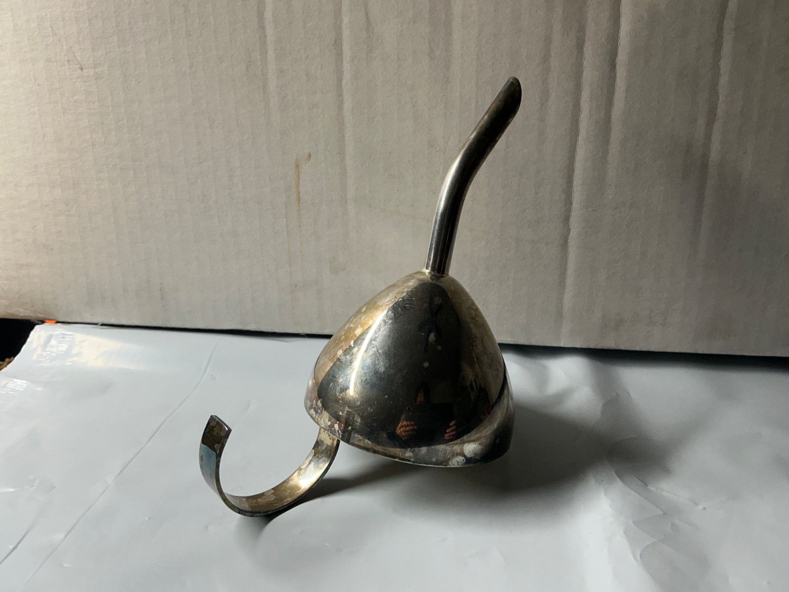 Wine Funnel Italy Silver Plate 6" Curved Spout No Strainer Vintage