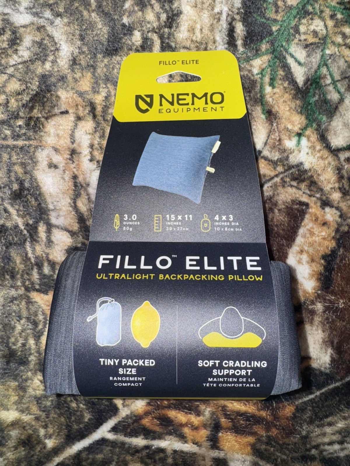 Nemo Equipment FILLO ELITE ULTRALIGHT BACKPACKING PILLOW Brand New