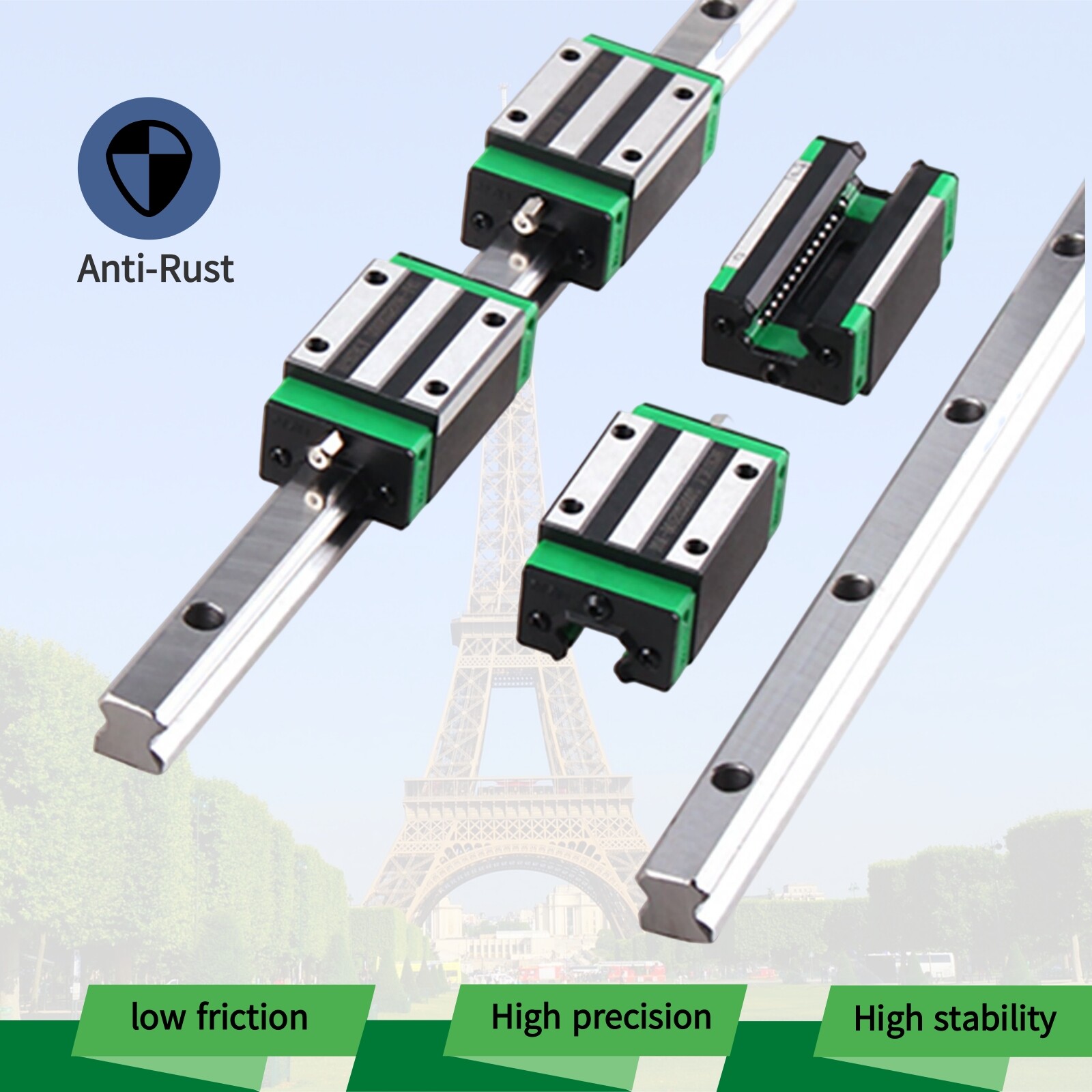 HGR15 HGR20 HGR25 2X Linear Rail Guide+4X HGH15/20/25CA Block 200-2000mm Set CNC