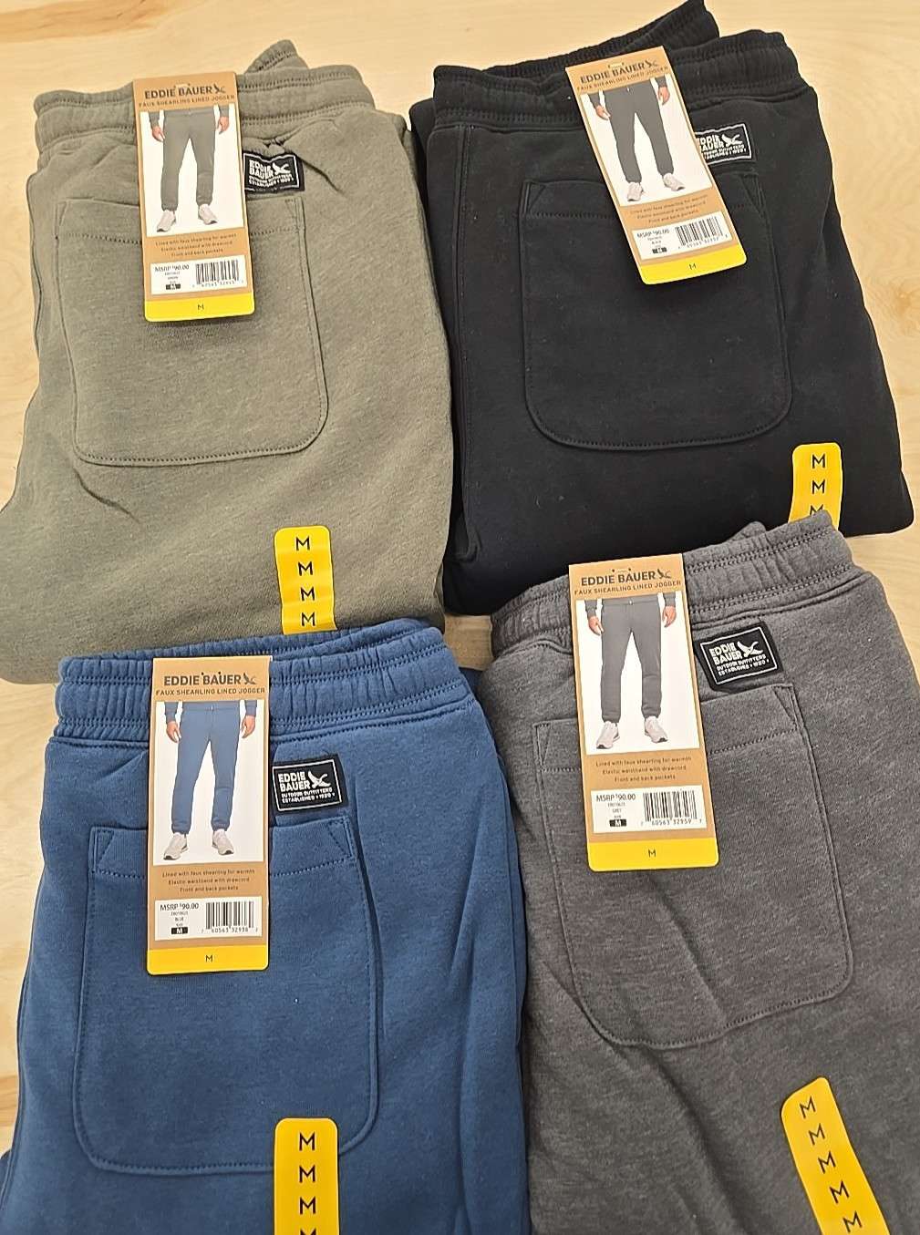NWT: Men's Eddie Bauer Faux Shearling Lined Joggers - 4 Colors: 5 Sizes