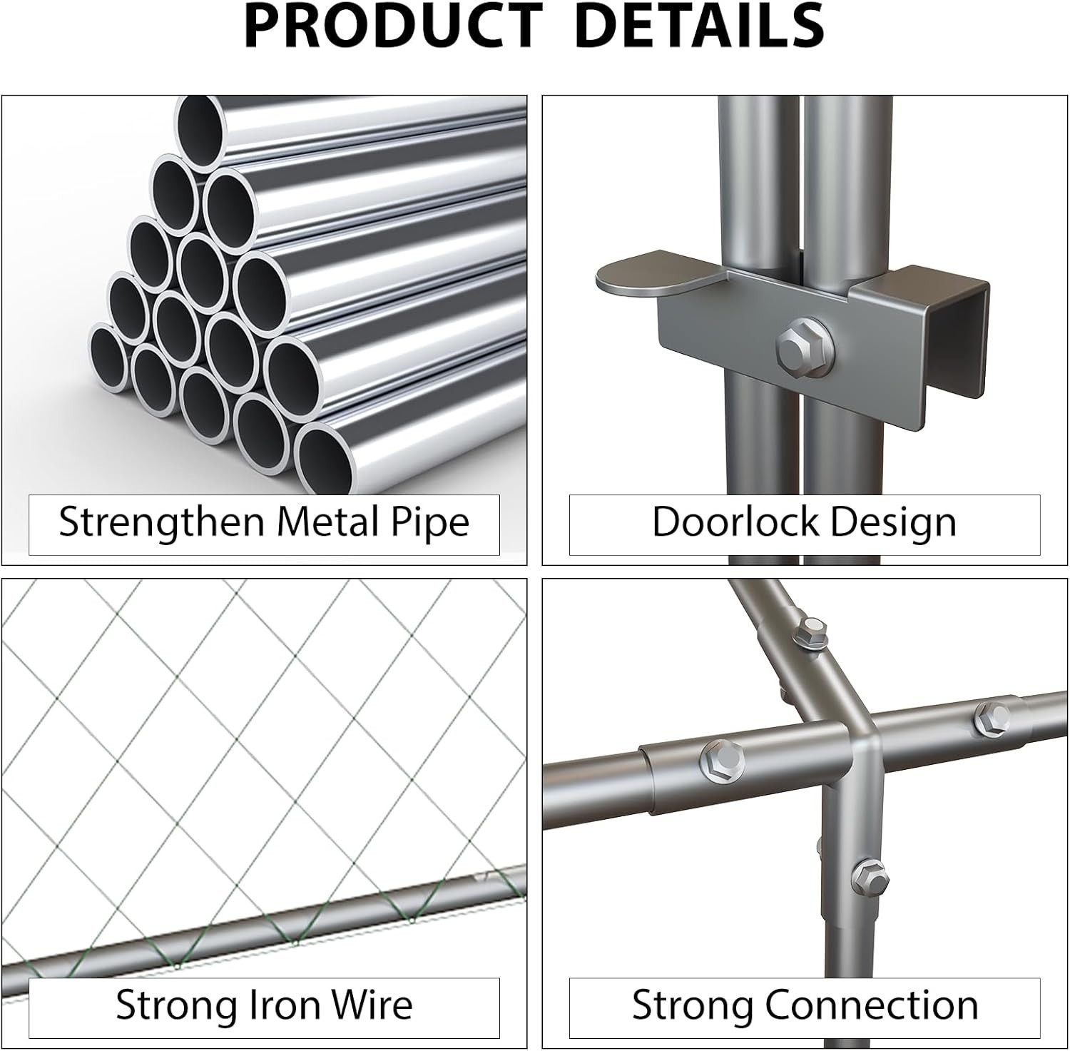 Heavy Duty Outdoor Walk-in Chicken Runs w/Cover Poultry Cage 120"×40"×40" Silver