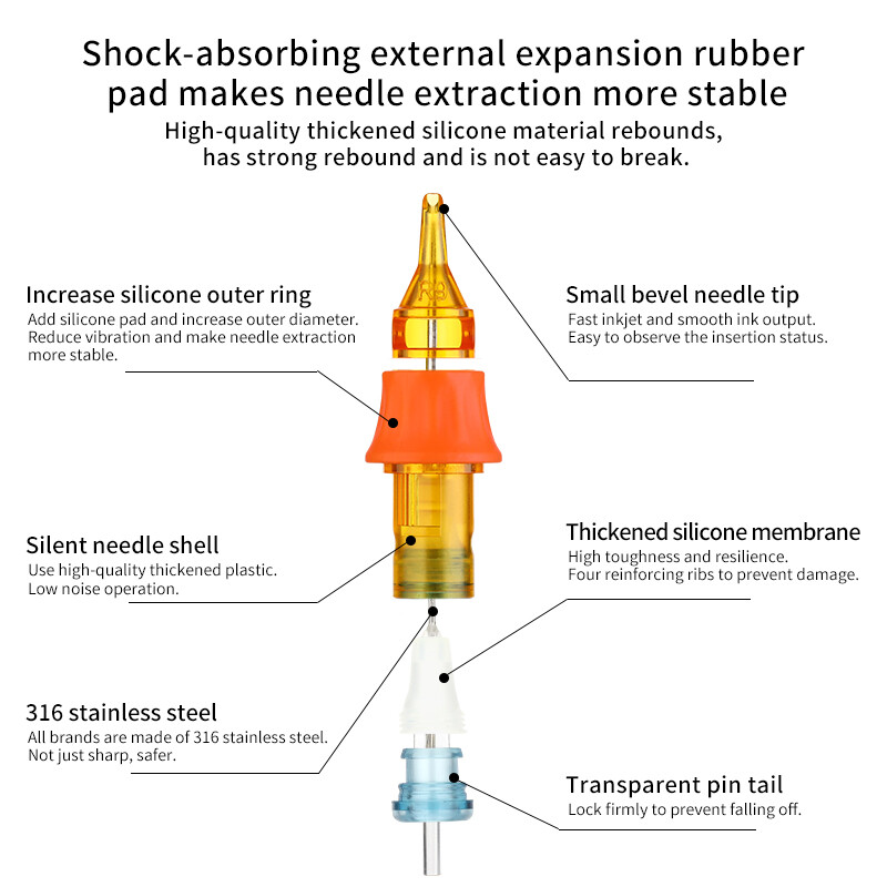 20-100Pcs Mixed Professional Sterile Tattoo Cartridge Needle Size RL RS RM M1