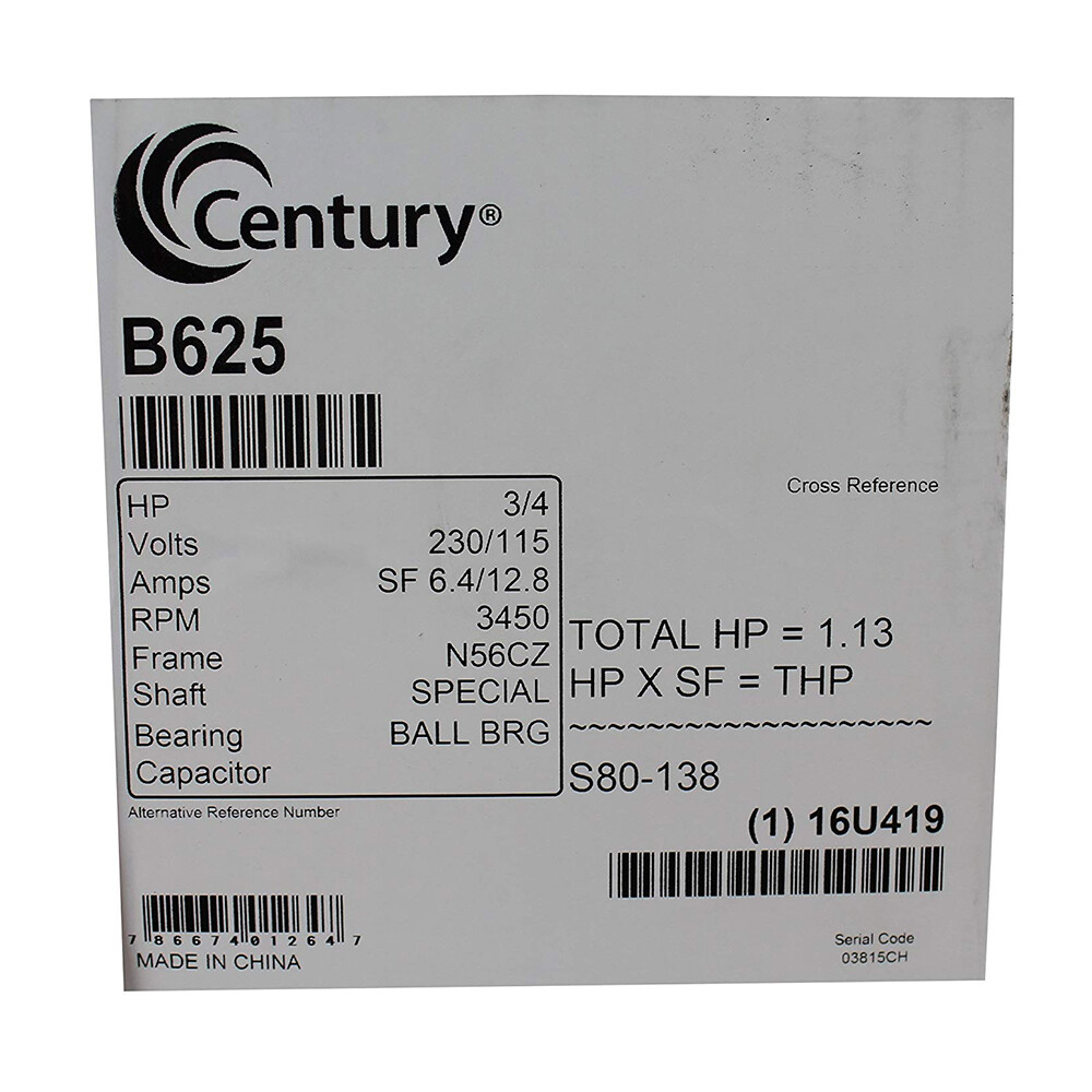 AO Smith B625 3/4 .75 HP Pool Booster Pump Replacement Motor for Polaris PB4-60