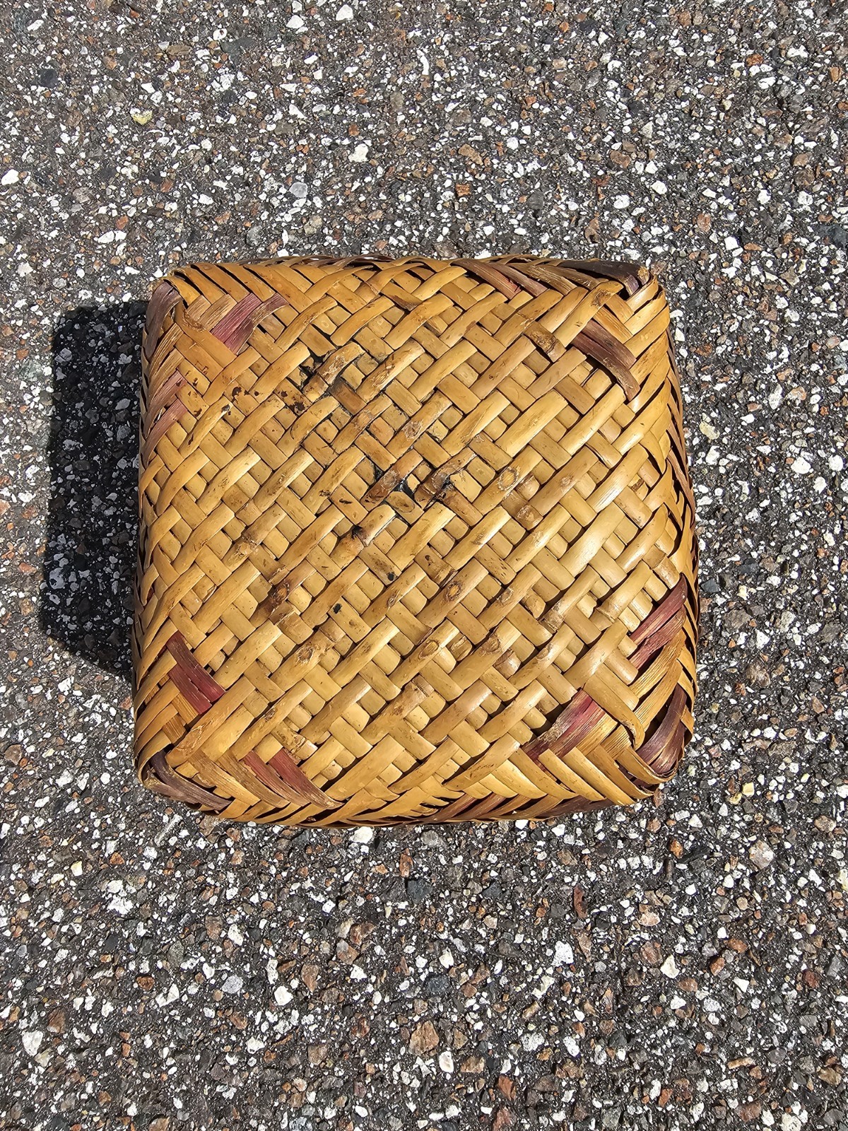 Chaoctaw basket hand woven twill river cane 8x5.5 Native American