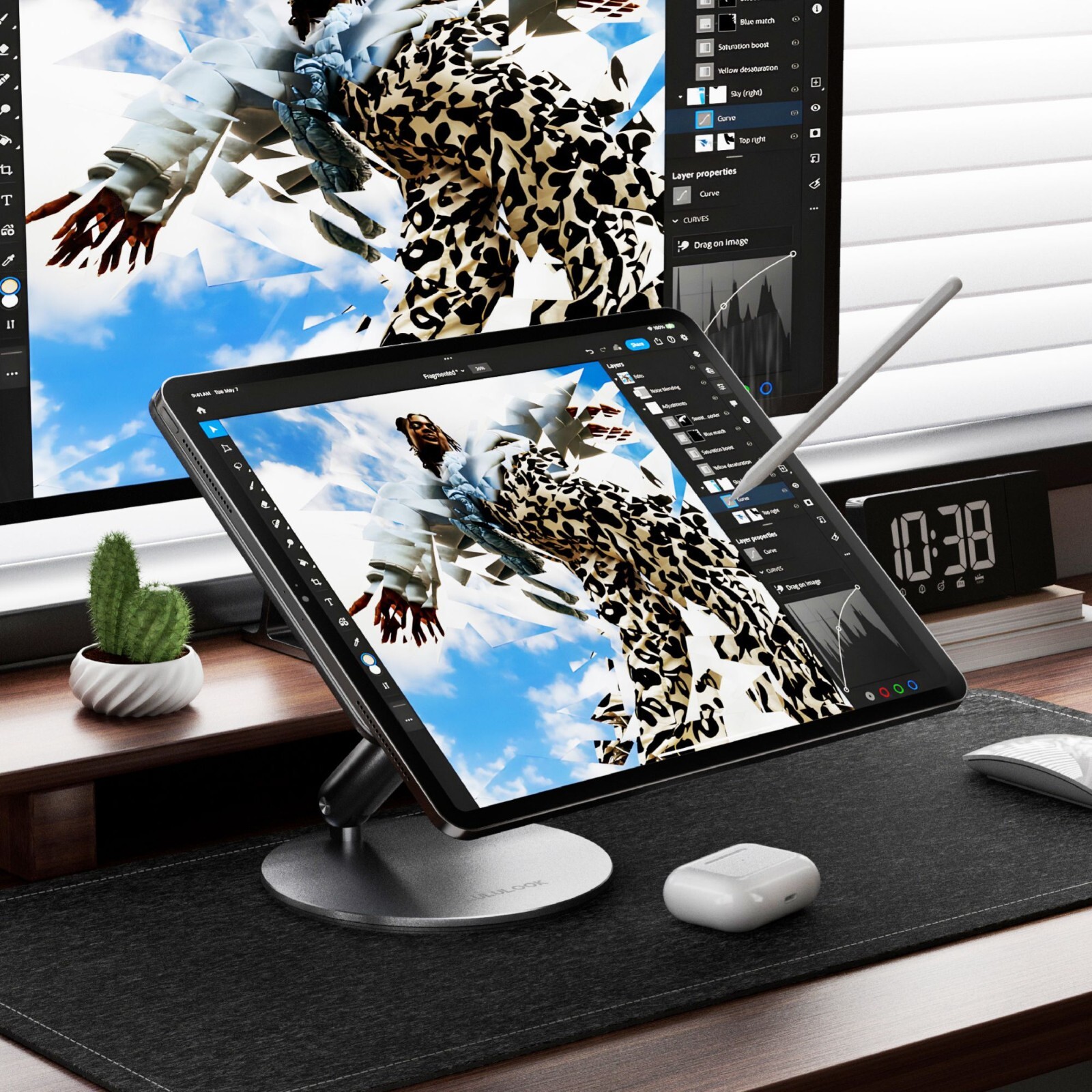 360 Rotating Foldable Magnetic Wireless Charging Stand For iPad Pro M4 13/12.9