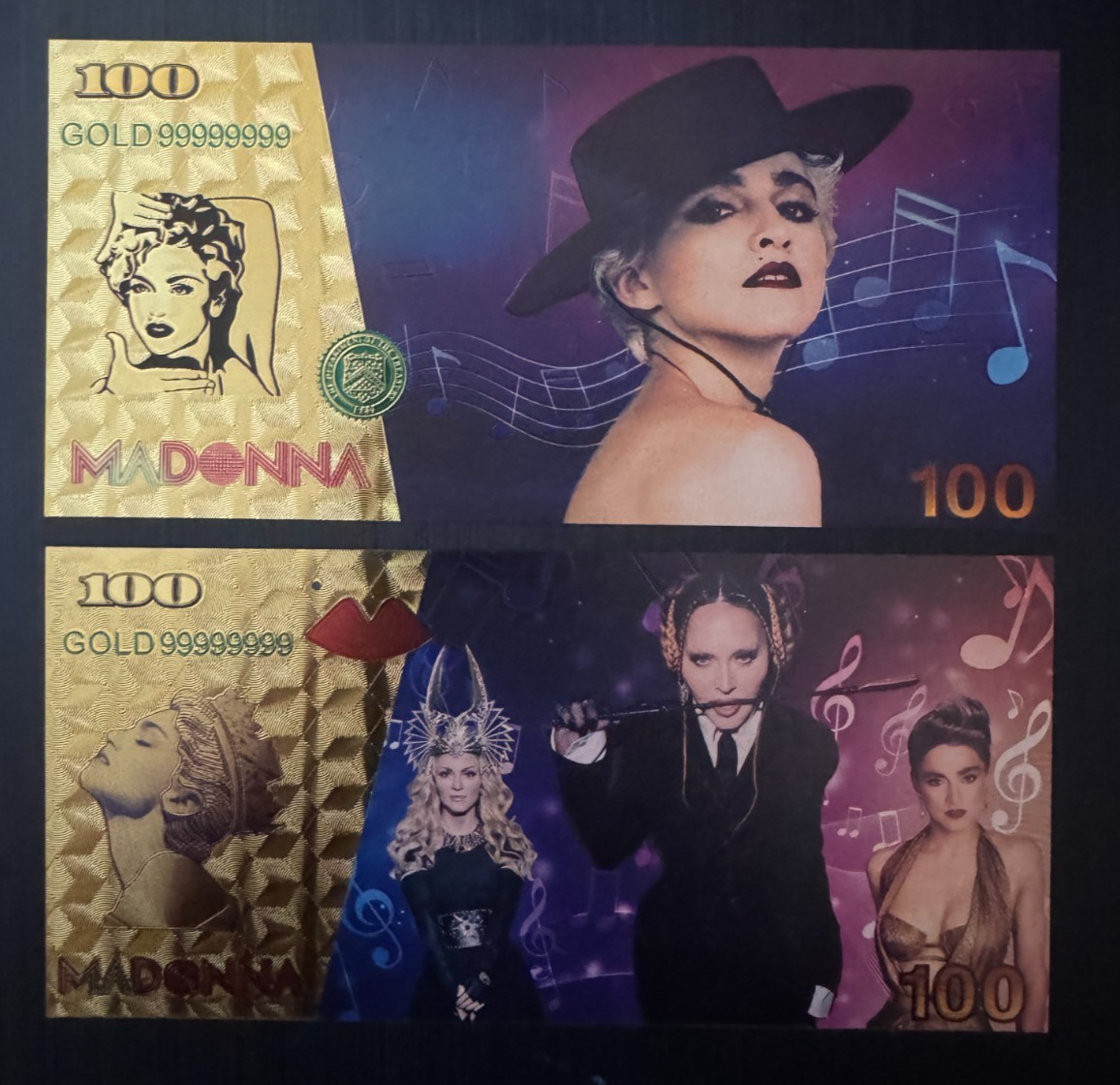 Madonna Singer Gold Foil/Souvenir Note