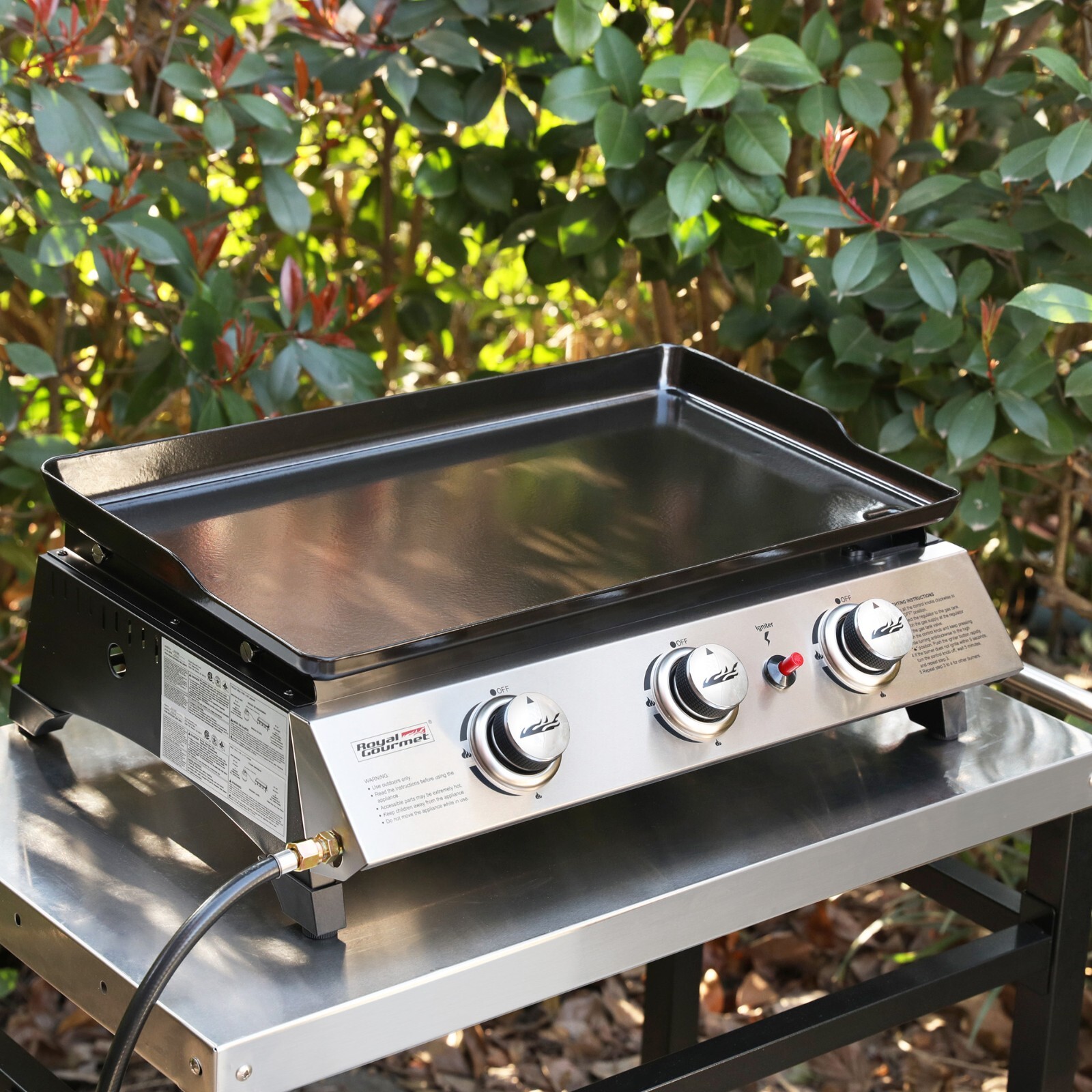 Royal Gourmet 3-Burner Portable Propane Gas Grill TableTop Griddle for Outdoor